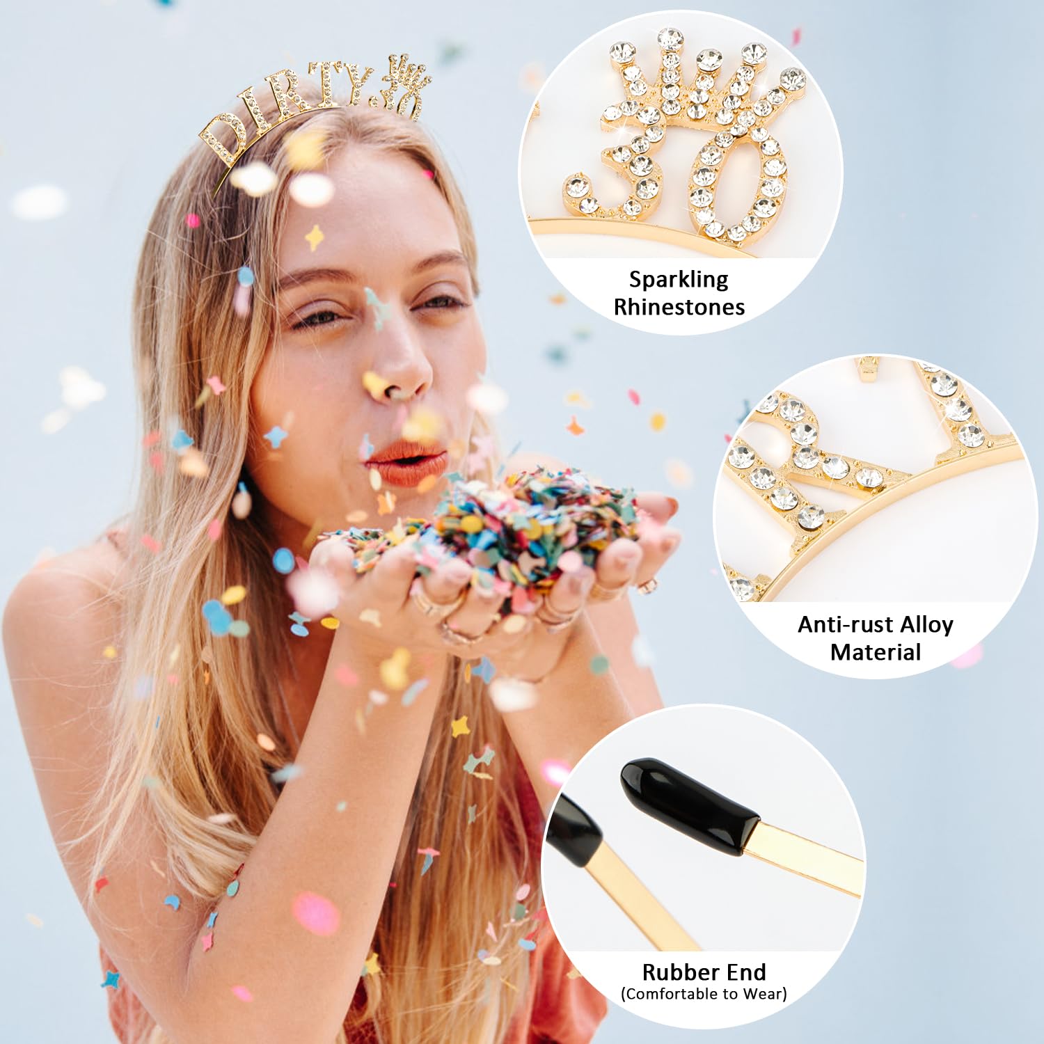 Atoden 30Th Birthday Decorations For Her Dirty 30 Birthday Headband Silver Princess Tiara Queen Crown 30Th Birthday Gifts For He