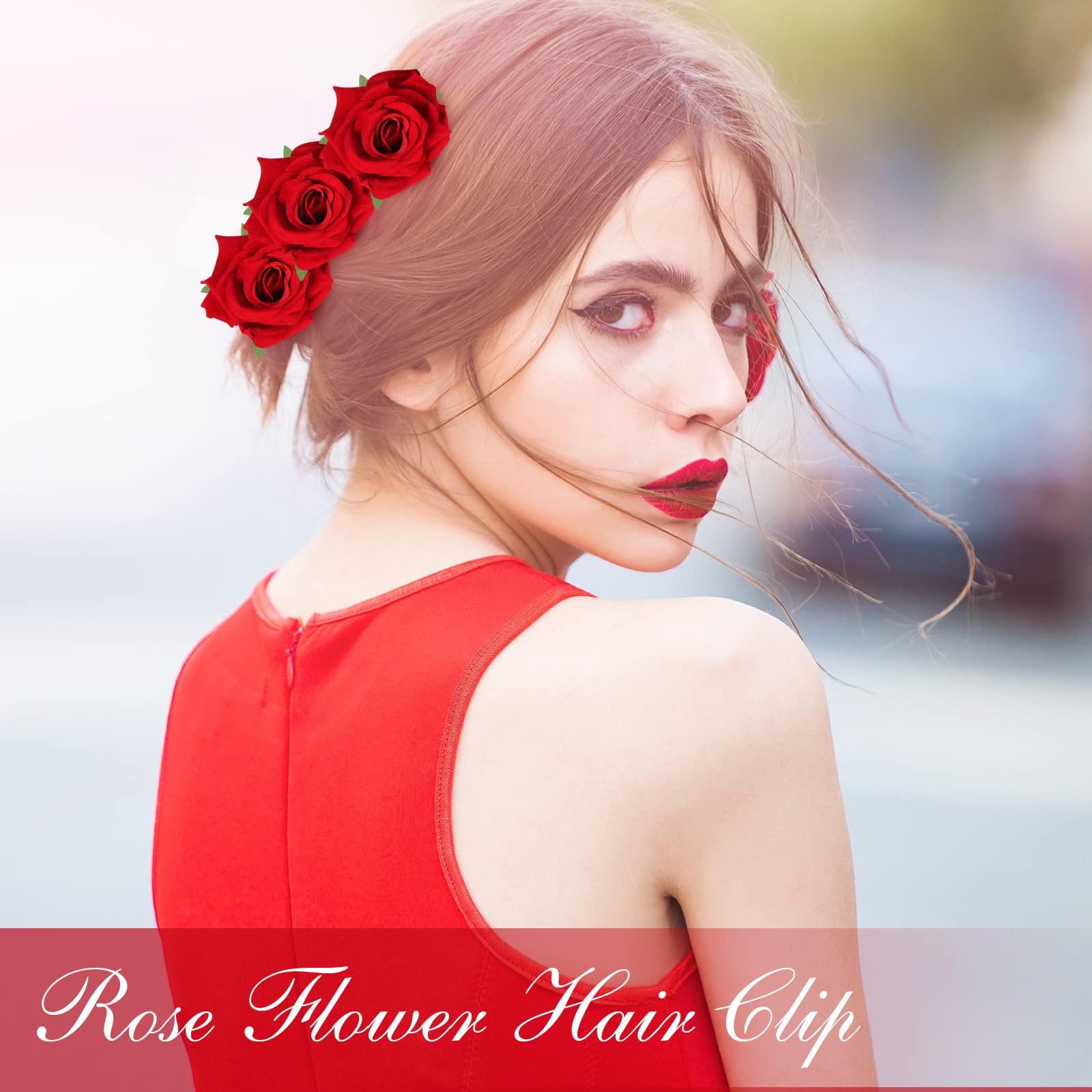 24 Pcs Flower Hair Clip Flower Hairpin Rose Brooch Floral Clips 2.8'' Flowers Hair Clips Headpieces Hair Accessories For Woman B