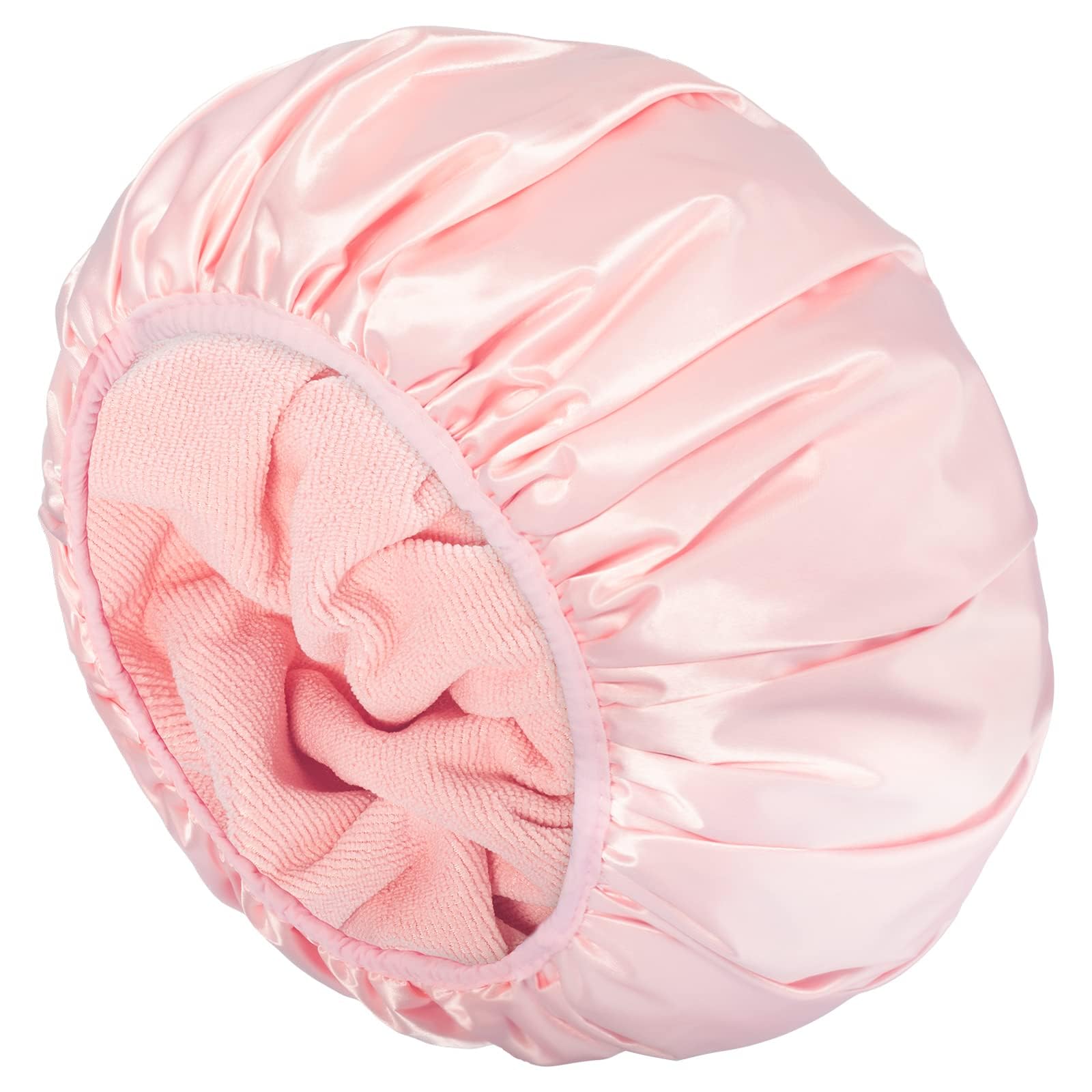 Aquior Shower Cap,Triple Layer Shower Cap For Women, Reusable Waterproof Bath Cap,Silky Satin Outer Layer Terry Lining, Extra La