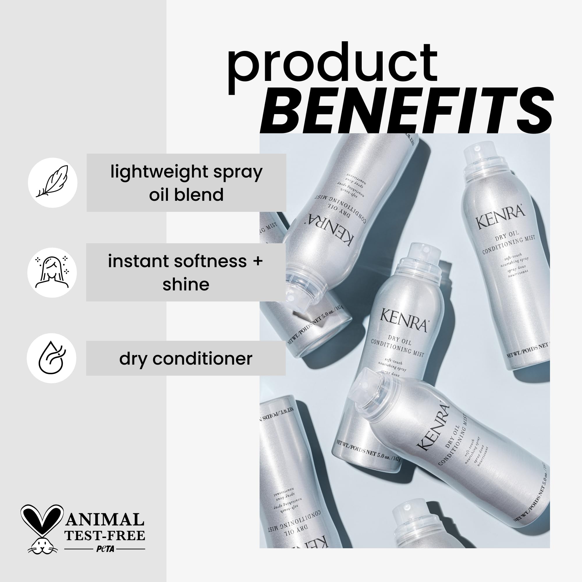 Kenra Dry Oil Conditioning Mist | Soft-Touch Nourishing Spray | Increases Shine & Softness | All Hair Types | 5 Oz