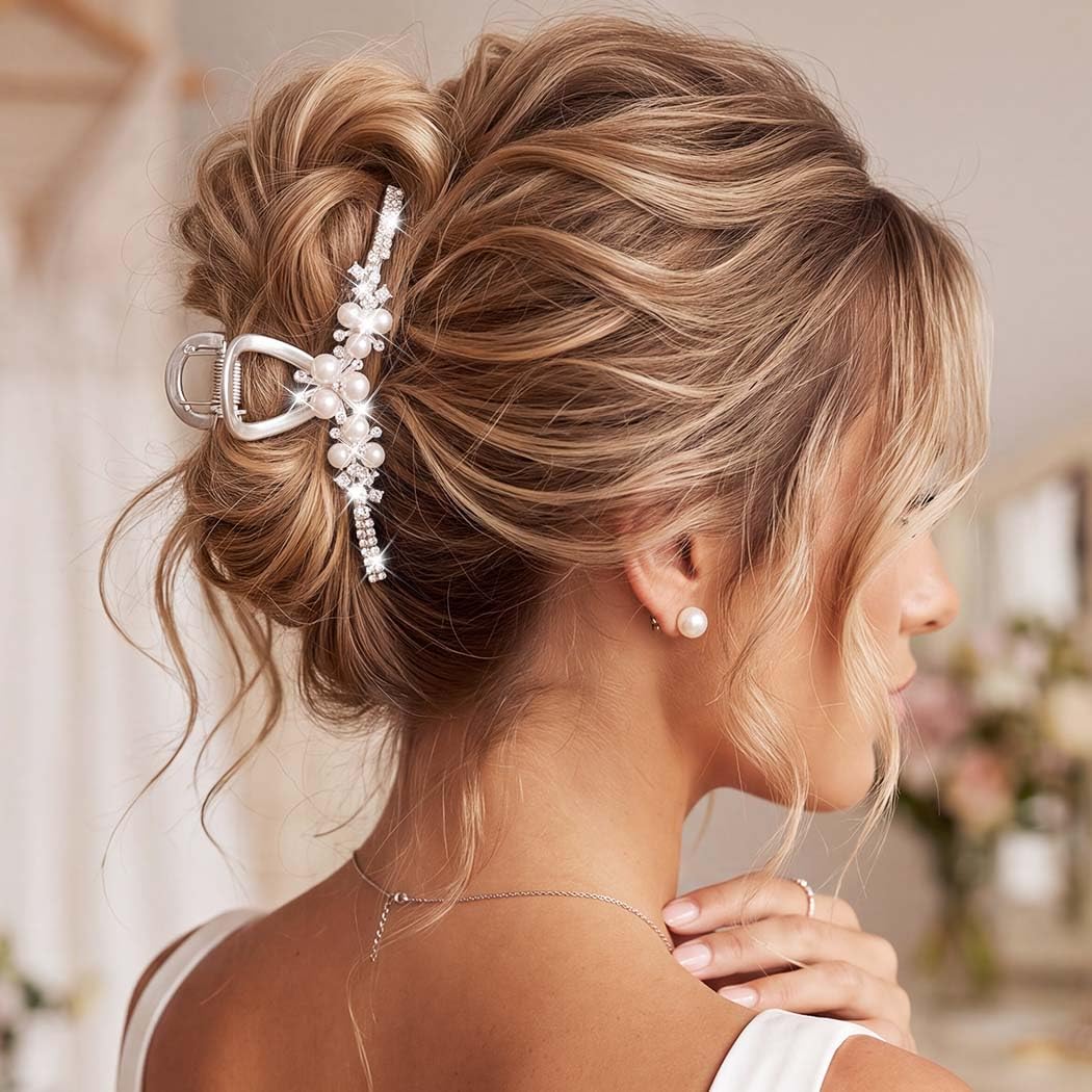 BARTOSI Pearl Claw Clips Rhinestone Hair Clips Hair Accessories Women