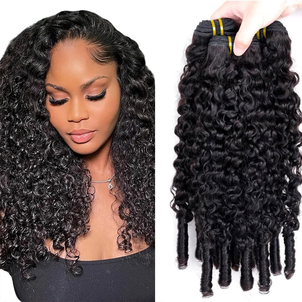#1B Human Hair Bundles Burmese Curly Bundles Human Hair 24 26 28 Inch FuivJuix Unprocessed Brazilian Virgin Hair Natural Black B