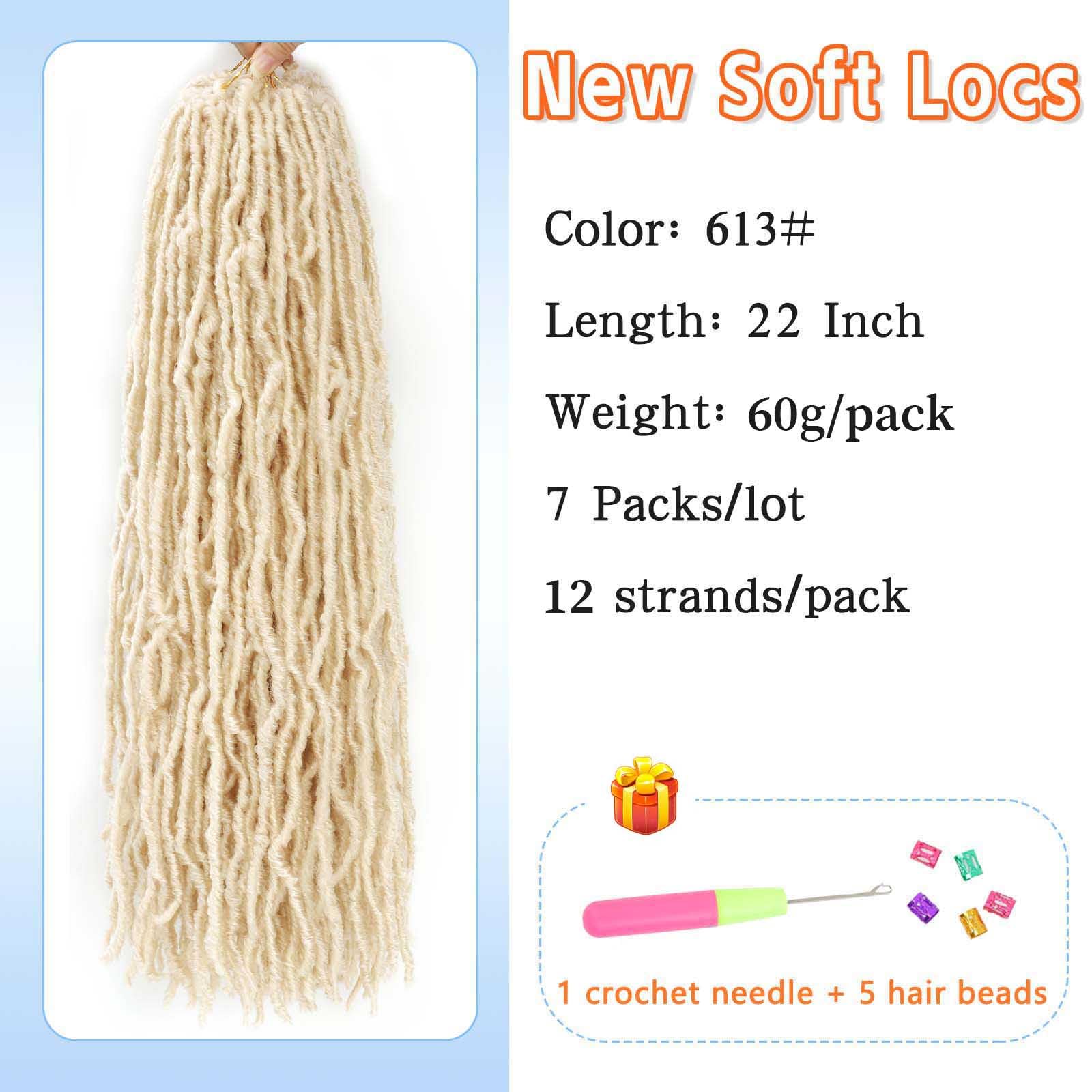 613 Soft Locs Crochet Hair 22 Inch Faux Locs 7 Packs Pre Looped Faux Locs Crochet Hair For Black Women Butterfly Loc Hair Extens