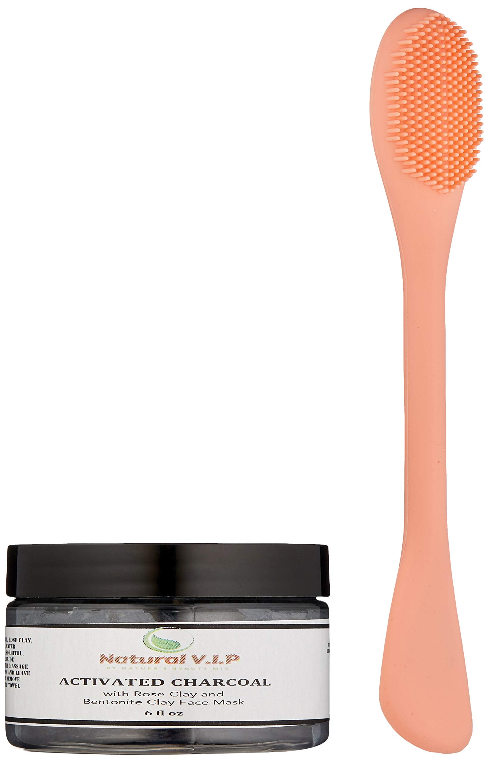 Natural V.I.P. Activated Charcoal Face Mask with Bentonite and Rose Clay and Tea Tree oil for Blackheads and Acne. Clears Comple