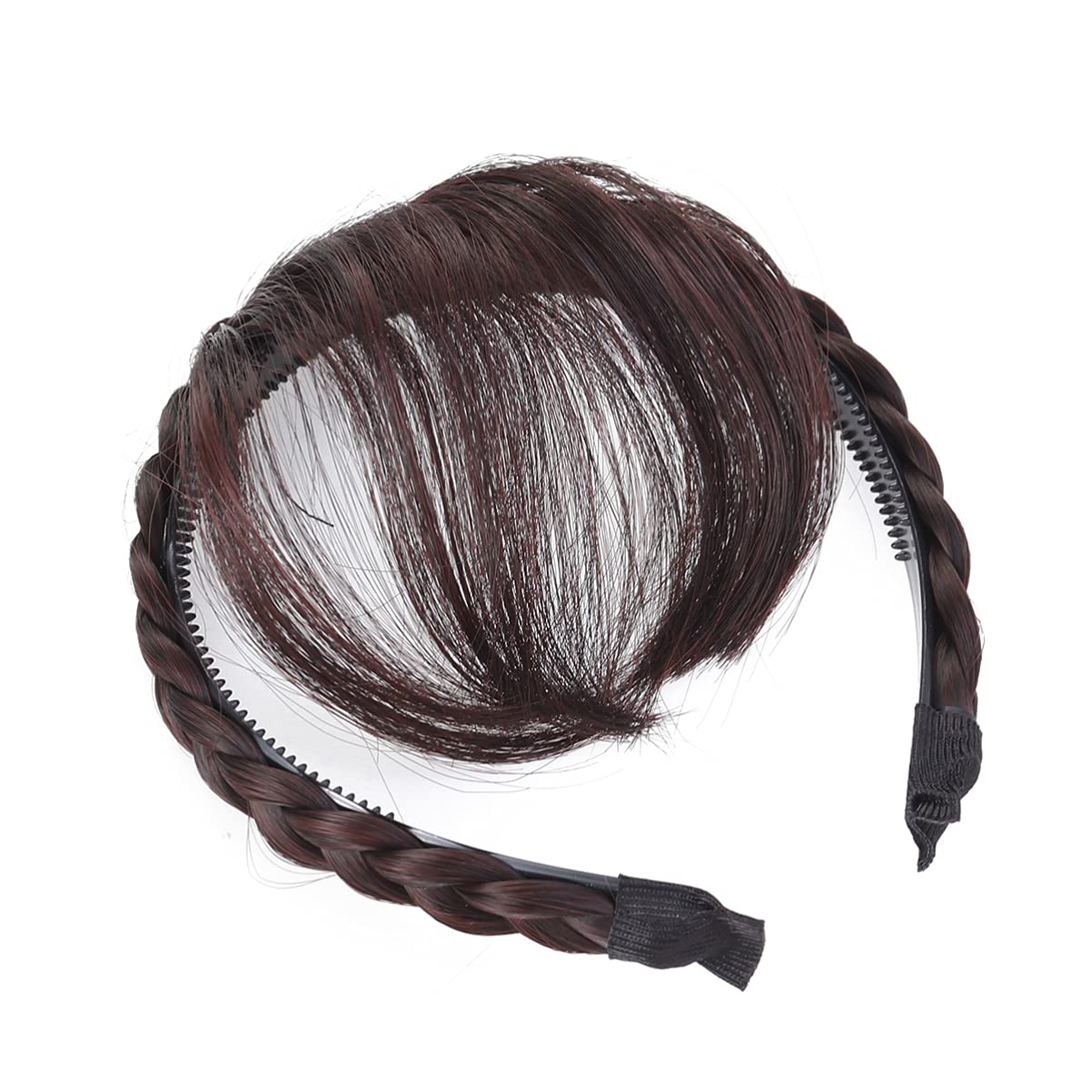 Uonlytech Front Hair Bangs Wigs Headband, Front Hair Bangs Fringe Hair Extensions Synthetic Wigs Headband Braided Wigs Headband 