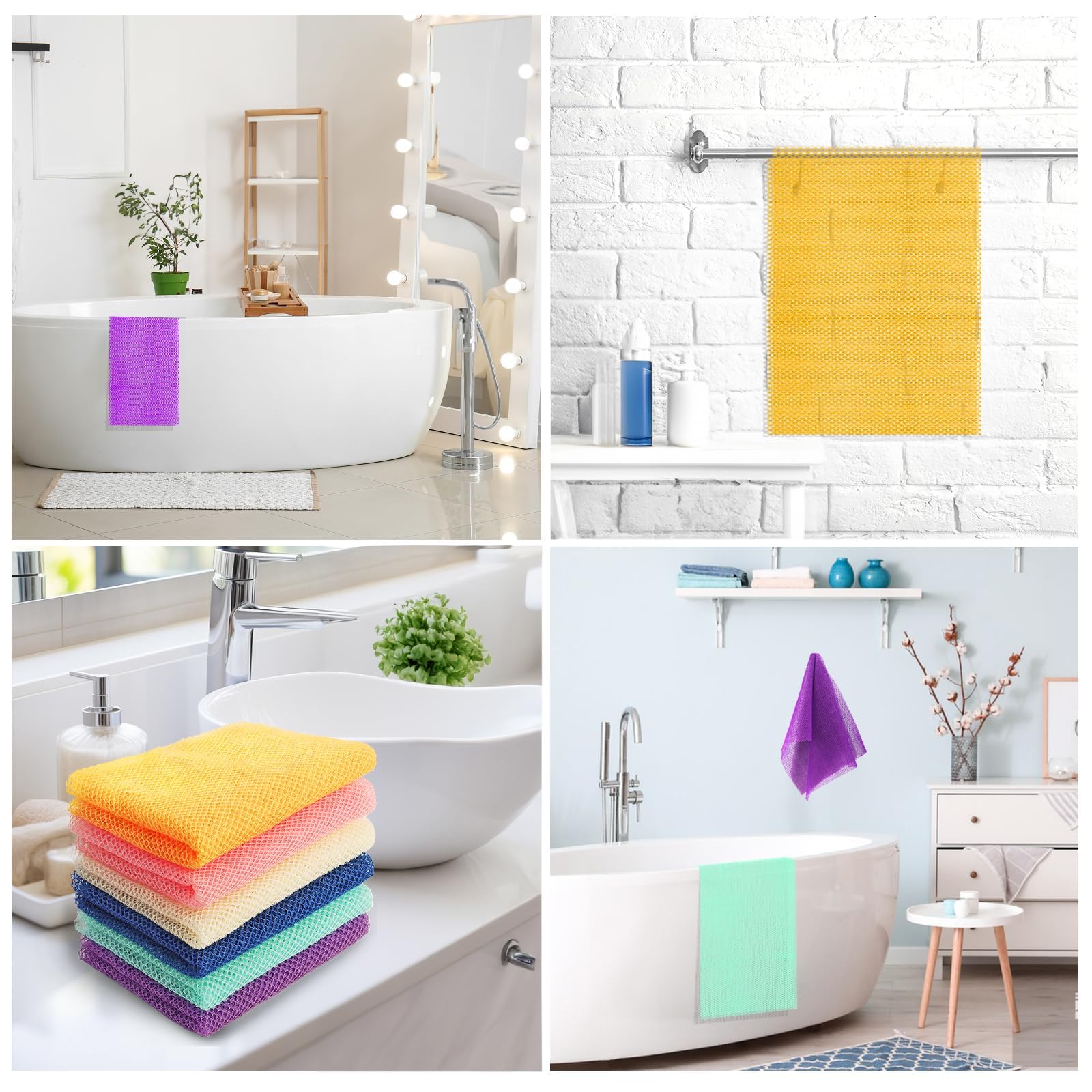 Ujfqbh 6 Pieces African Net Sponge Long Bath Sponge Exfoliating Shower Body Scrubber For Daily Use, Terrific For Smoother Skin -
