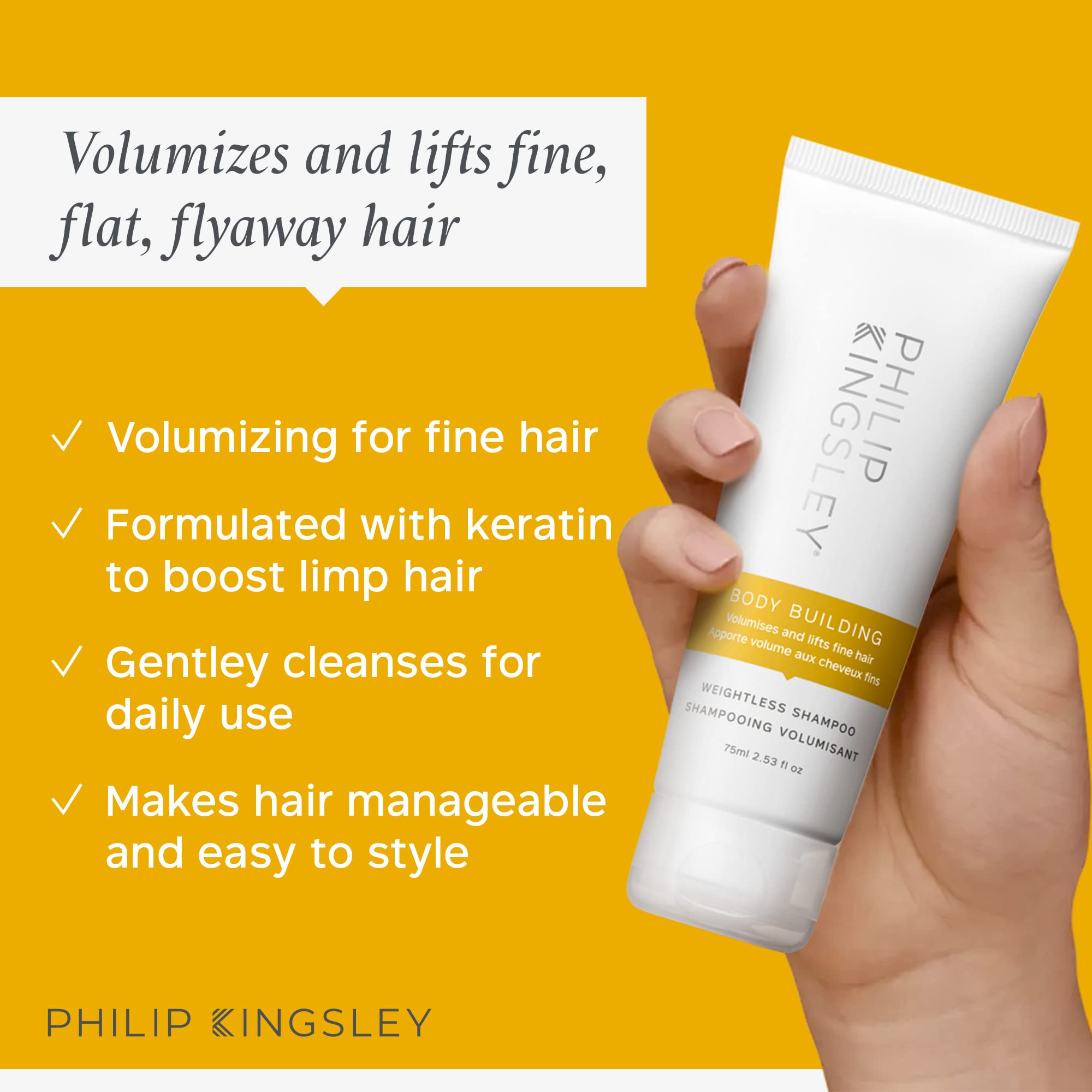 Philip Kingsley Haircare Travel Set: Volumizing Shampoo, Conditioner, and Deep-Conditioning Mask for Fine, Limp Hair - Adds Body