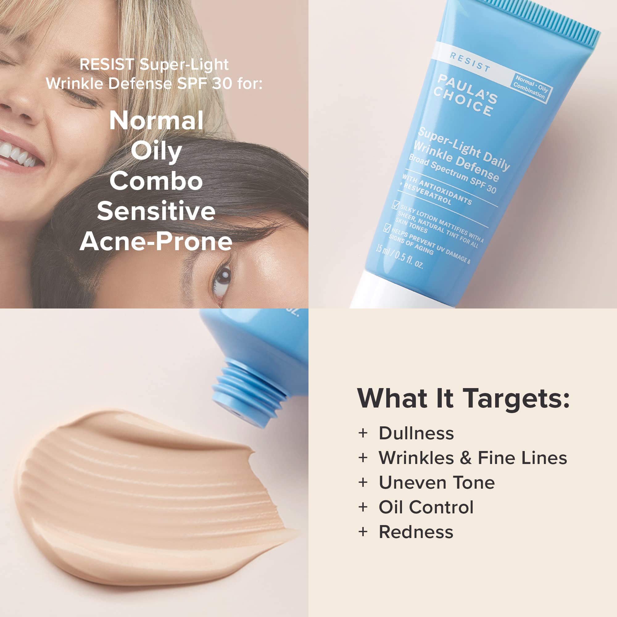 Paulas Choice Resist Super-Light Daily Wrinkle Defense Spf 30 Matte Tinted Face Moisturizer With Uva & Uvb Protection, Anti-Agin