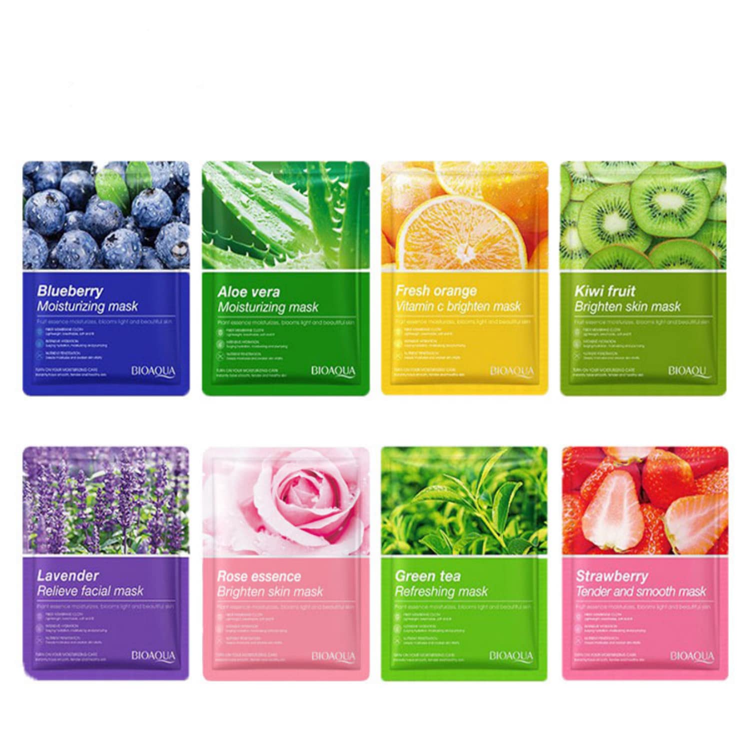 BIOAQUA Fruit Flower Vitamin C Facial Mask Moisturizing 25g x 8pcs