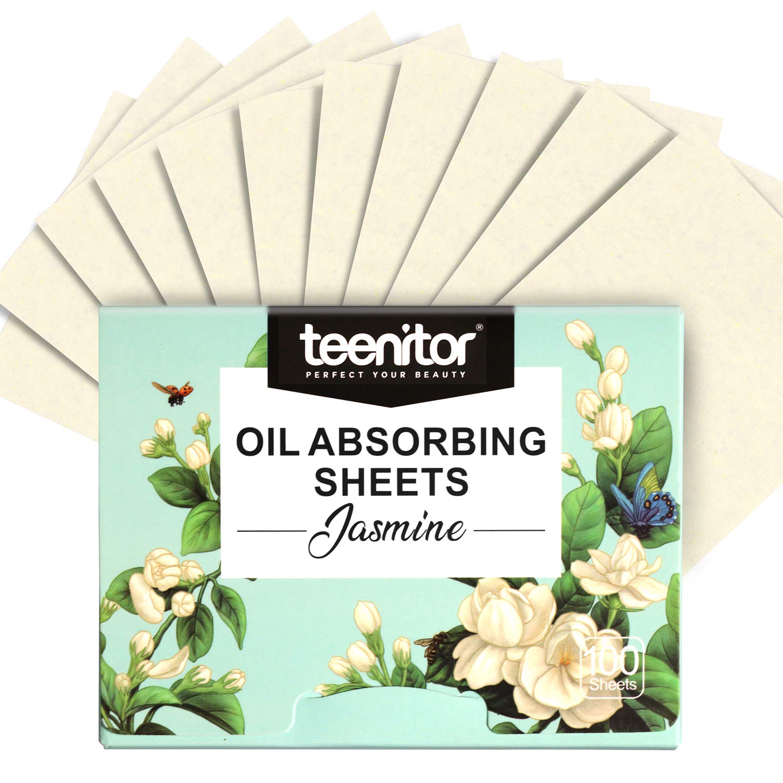 Teenitor Oil Blotting Papers for Face, 100 Sheets Jasmine Oil Blotting Sheets for Oily Skin, Oil Control Film Oil Absorbing Shee