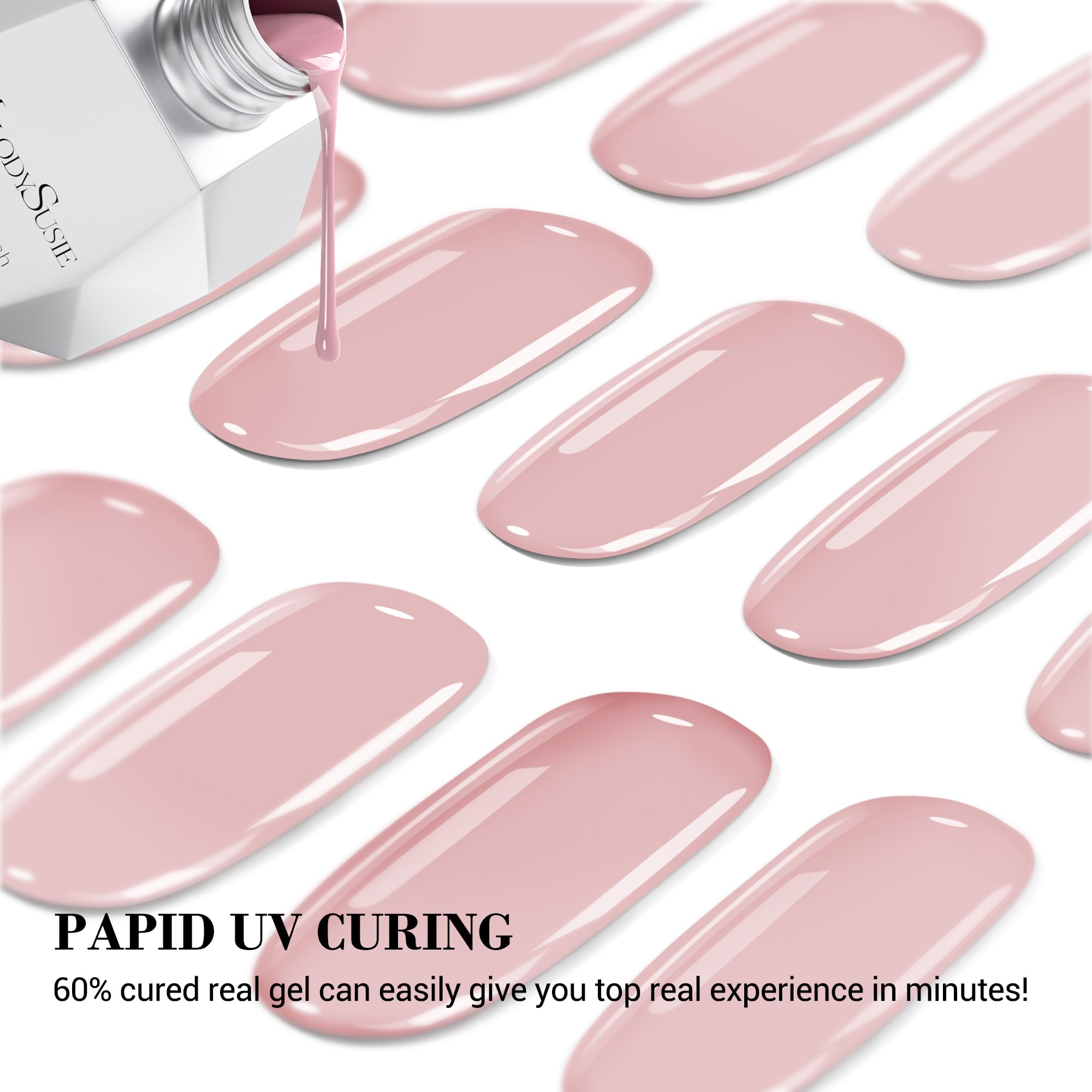 Melodysusie Semi Cured Gel Nail Strips (Camille Pink)- Works With Nail Lamp, Salon-Quality, Long Lasting, Easy To Apply & Remove