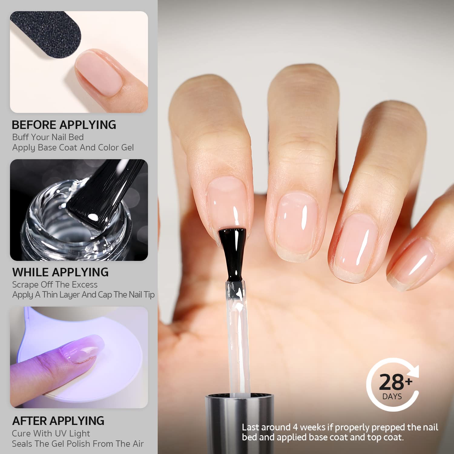 GAOY Gel Top Coat for Gel Nail Polish, 16ml No Wipe Clear Finish, High Gloss Varnish for Long Lasting UV Gel Nail Art DIY