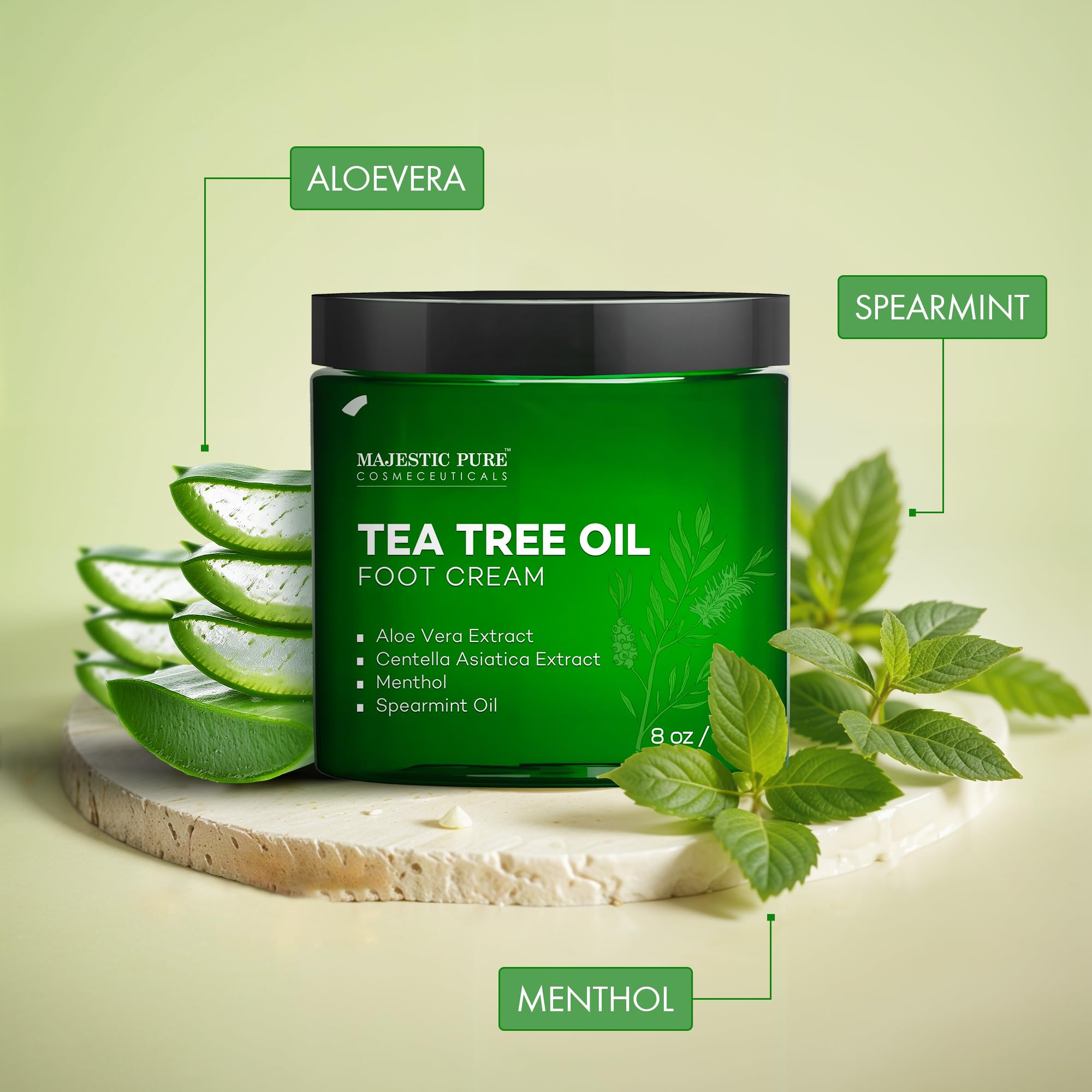 Majestic Pure Tea Tree Oil Foot Cream, Warming Cream - Calluses, Dry Cracked Feet, Hands, Heels, Elbow, Nails, And Knees - Softe