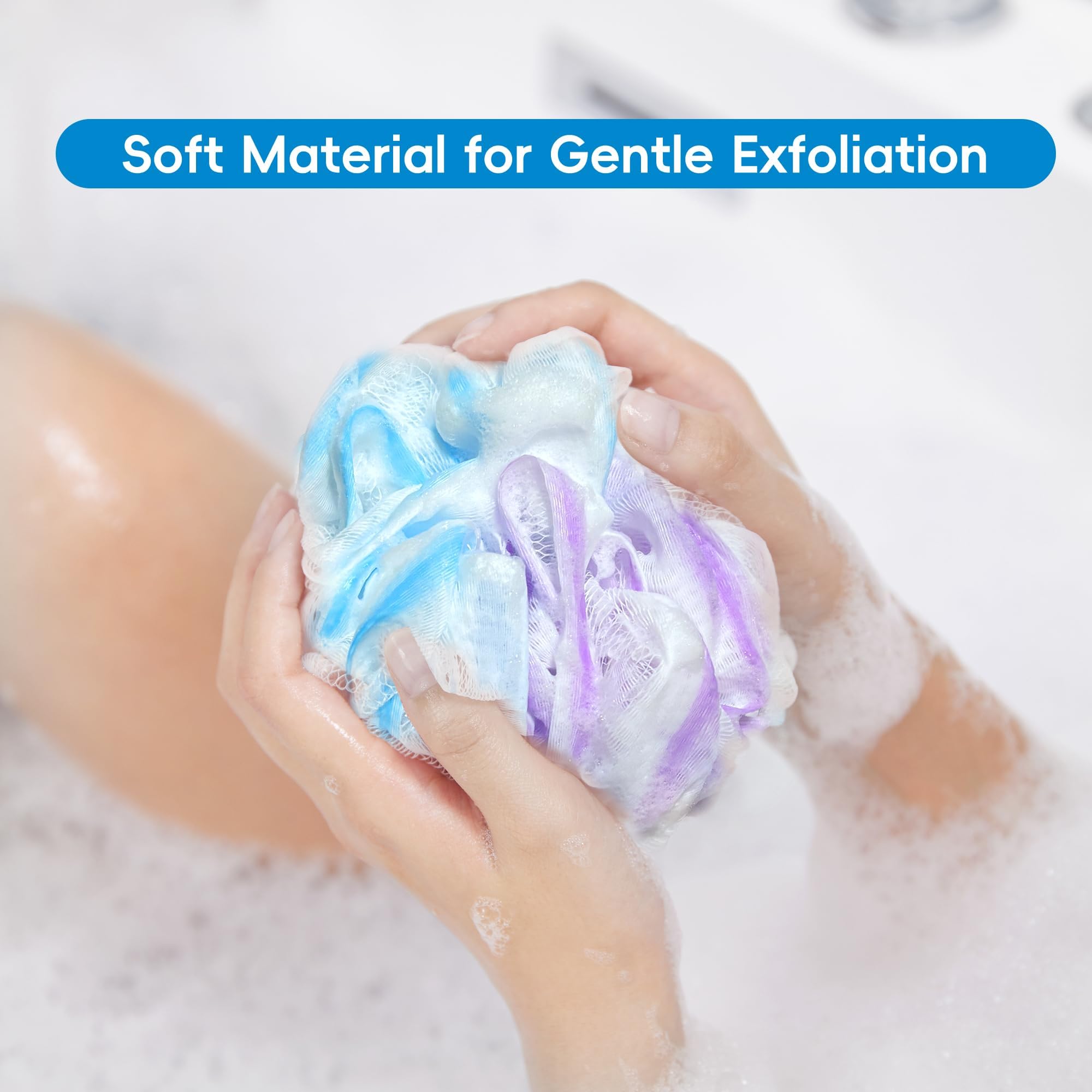 LCZLBath Loofah Set - 4PCS Soft XL Bath Body Sponges, 75g, Flower Color, Thick Wash Puffs for Shower