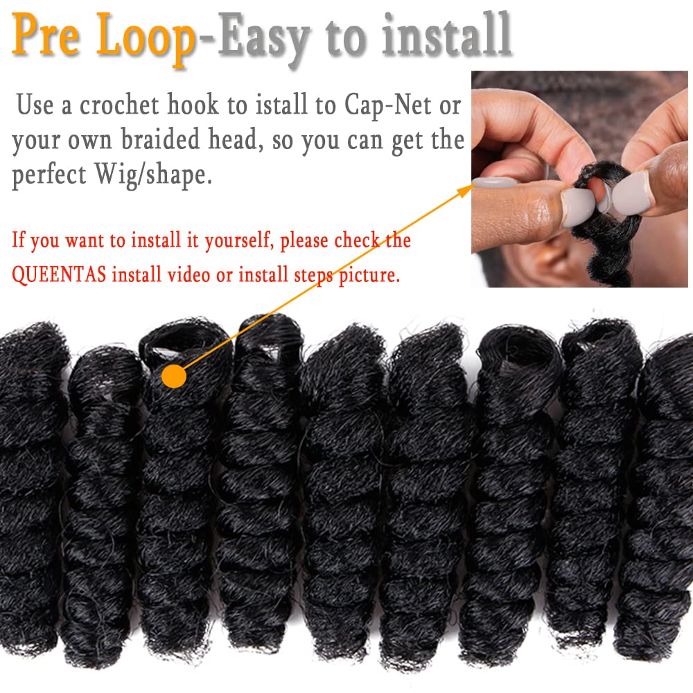 Queentas 6 Packs 10Inches 6Mm Small Toni Curl Carrie Curl Crochet Hair For Women Short Black Curly Crochet Synthetic Hair Extens