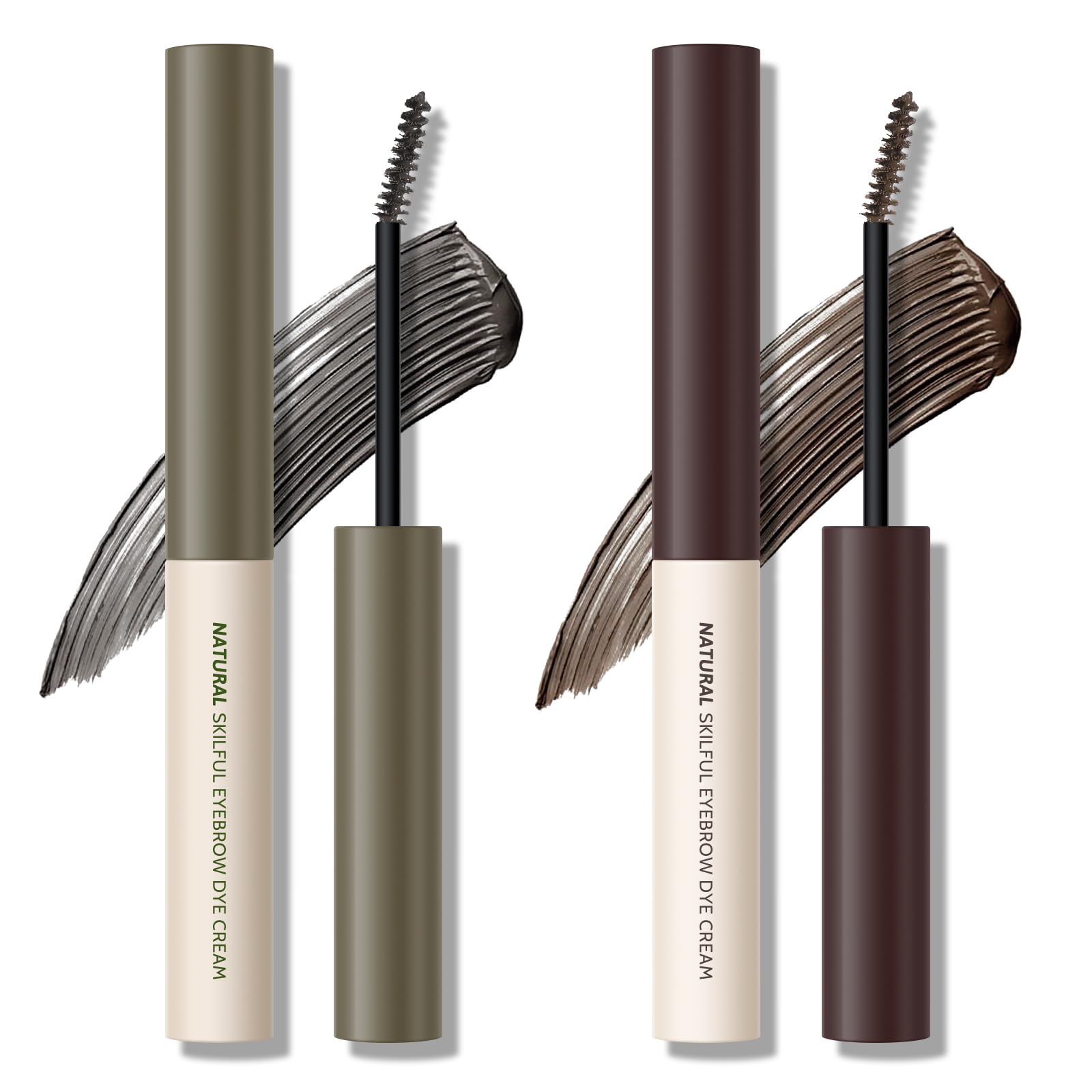 KYDA 2 Colors Tinted Eyebrow Cream, UltraFine Brush Tinted Brow Gel, Waterproof Smudgeproof Eyebrow Mascara, Long Wear, Natural