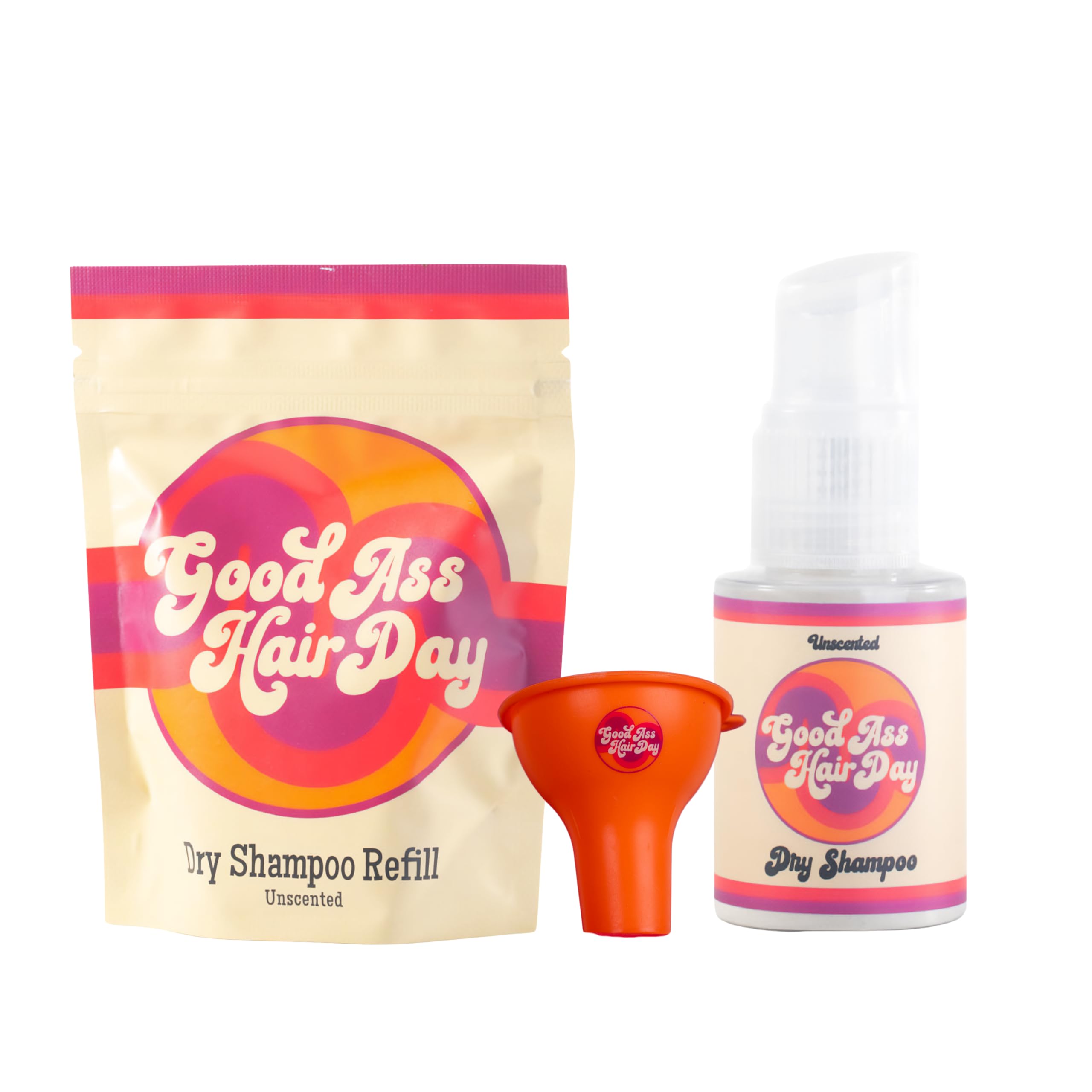 Good A- Hair Day Powder Dry Shampoo Bottle + Refill + Funnel VALUE BUNDLE, All Natural, Talc-Free, Oil Absorbing, Handmade in WI