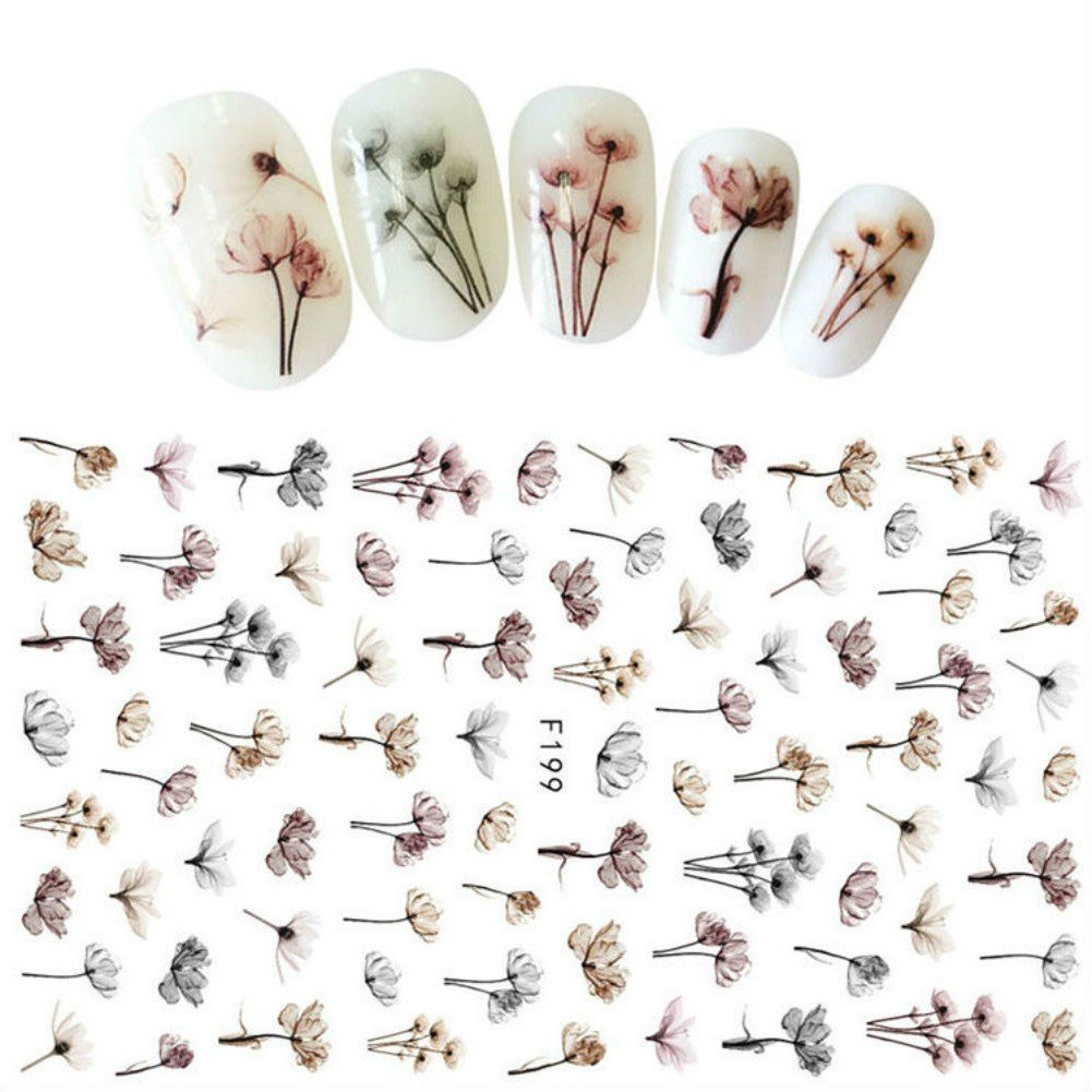 Akoak 4 Sheet/Set Nail Water Decal Stickers Animal And Floral Pattern Transfer Sticker Manicure Nail Art Decoration