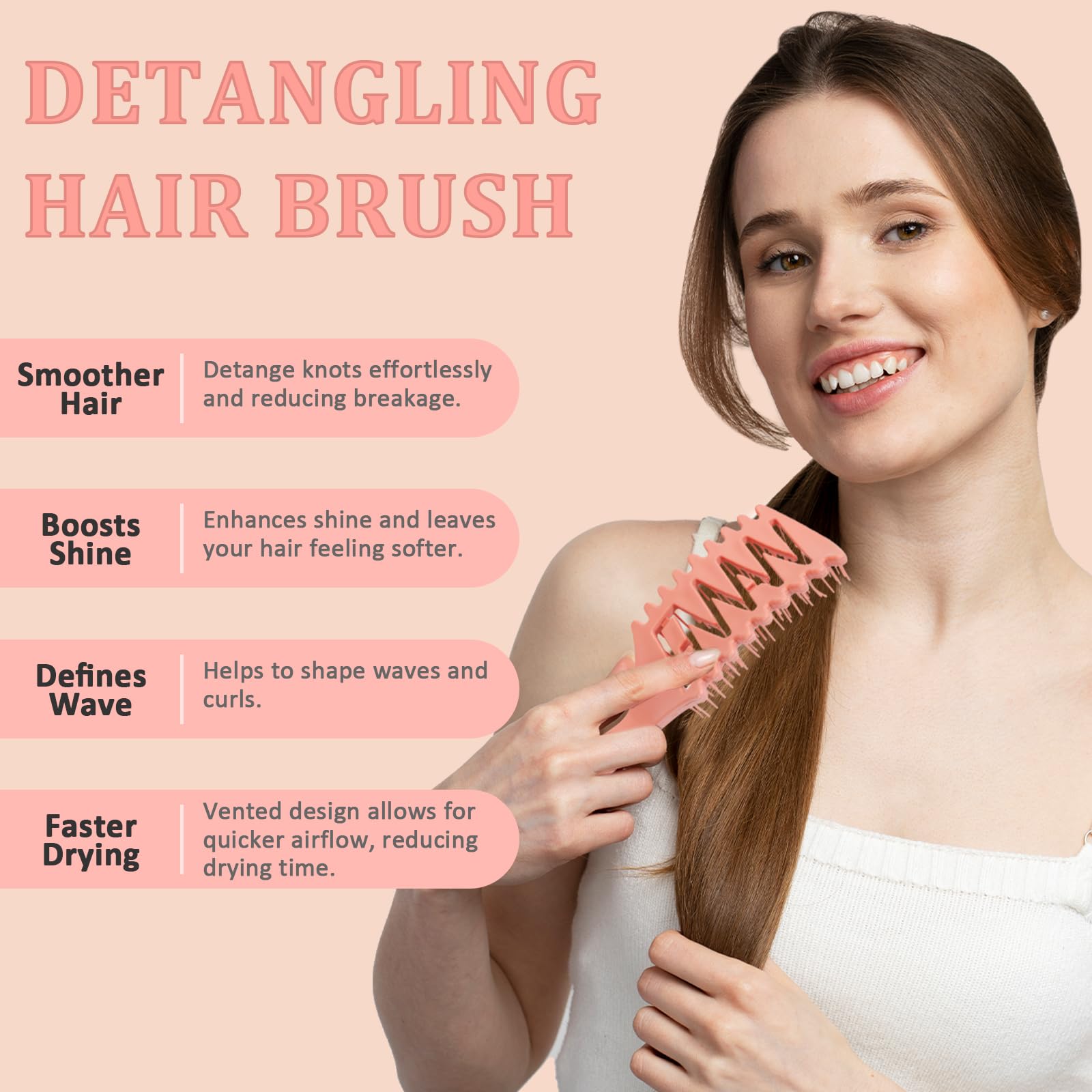 Start Makers Vented Hair Brush, Detangler Brush For Curly, Thick, And Straight Hair, Dry And Wet Hair Brush For Detangling, Styl