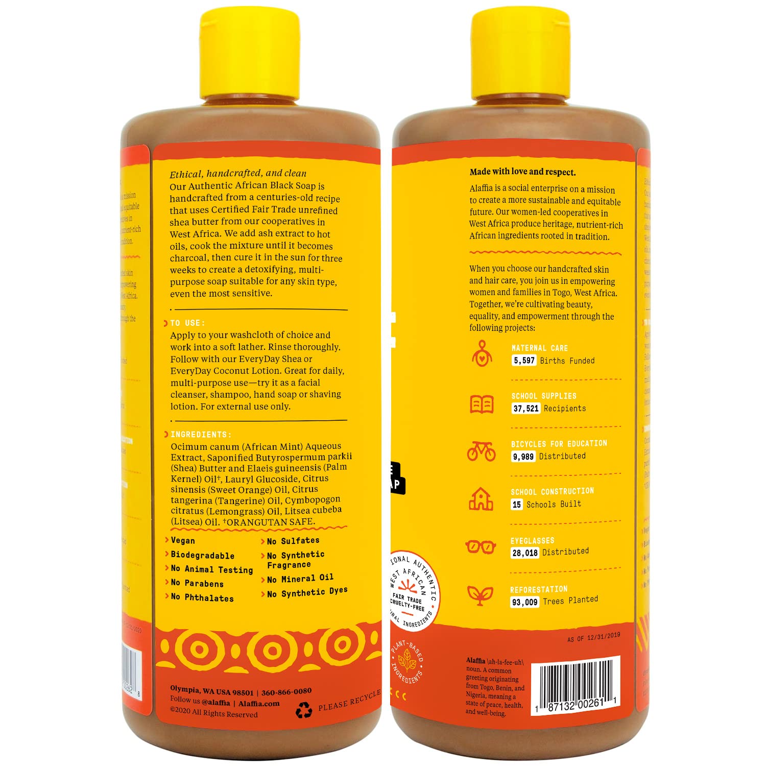 Alaffia Skin Care, Authentic African Black Soap, All in One Liquid Soap, Moisturizing Face Wash, Sensitive Skin Body Wash, Shamp