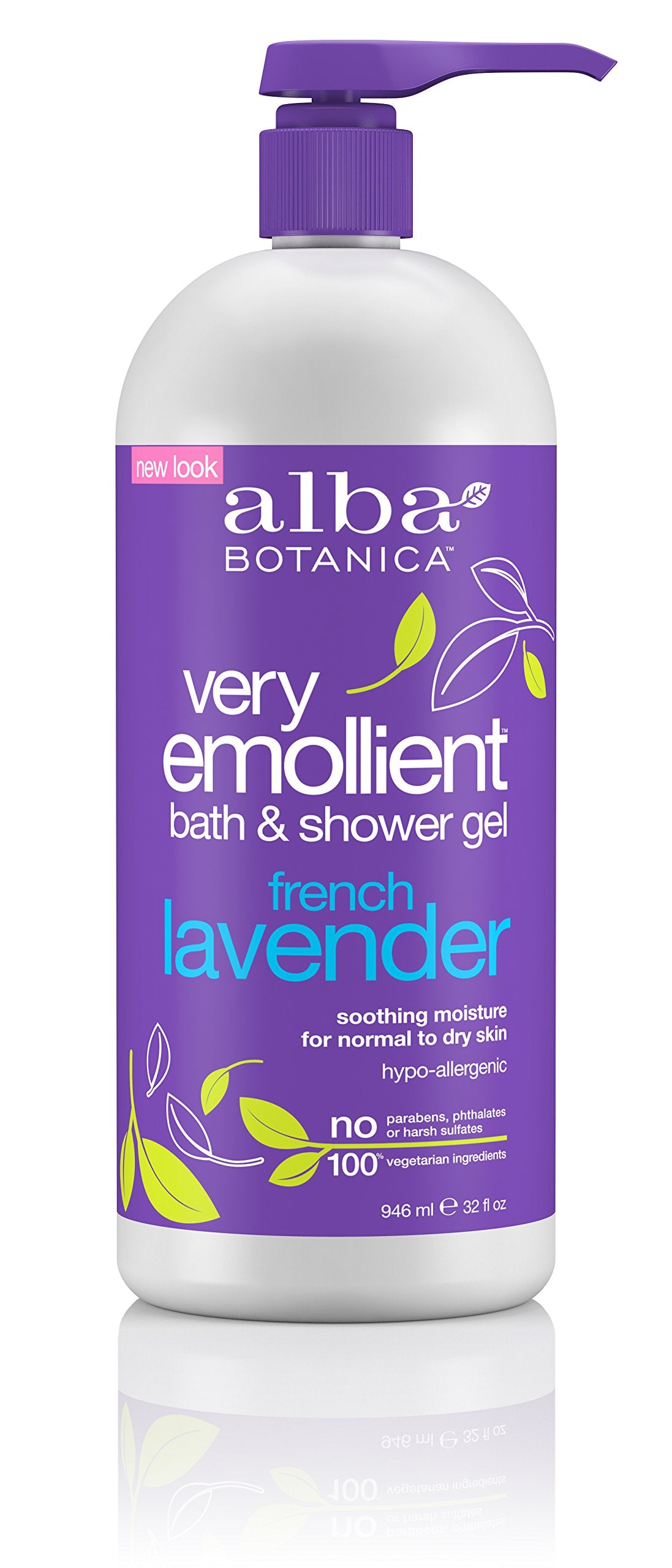 Alba Botanica Very Emollient, French Lavender Bath And Shower Gel, 32 Fluid Ounce
