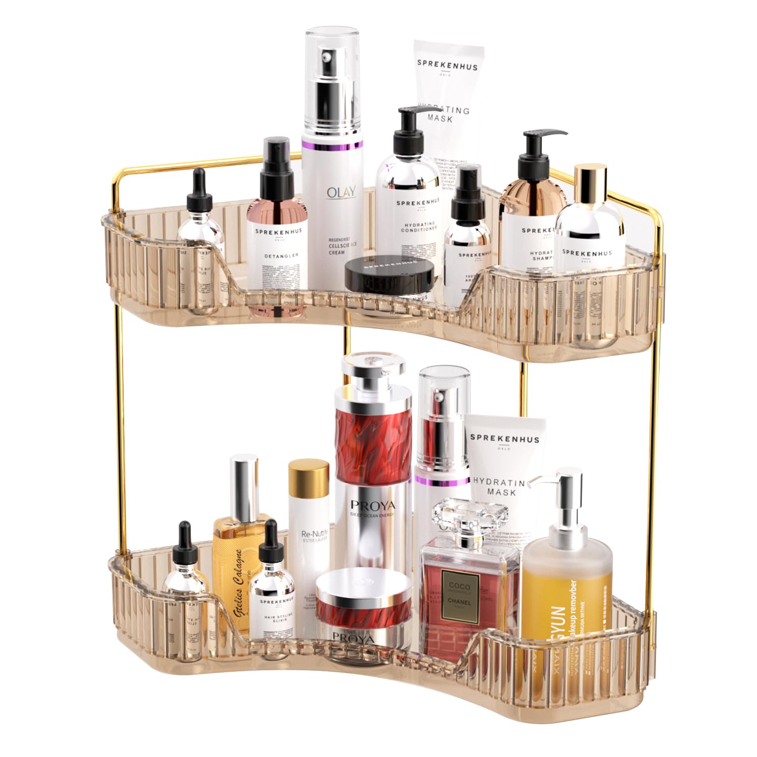 Gti 2 Tier Bathroom Counter Organizer, Multi-Function Corner Bathroom Organizer Countertop,Makeup Organizer Perfume For Dresser