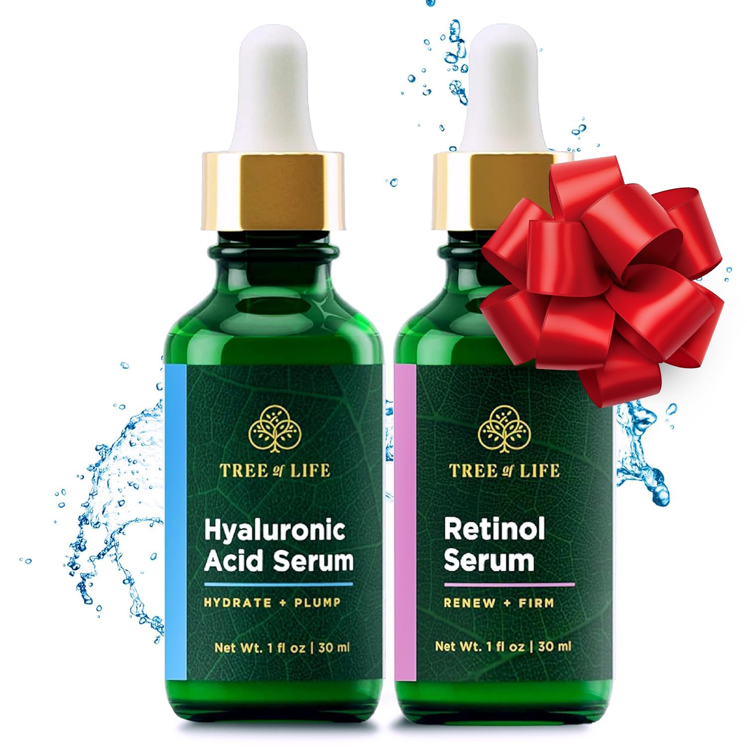 Tree of Life Beauty Facial Skin Care Set, Brightening, Firming, Hydrating, Dry Face, Dermatologist Tested - Retinol Serum and Hy