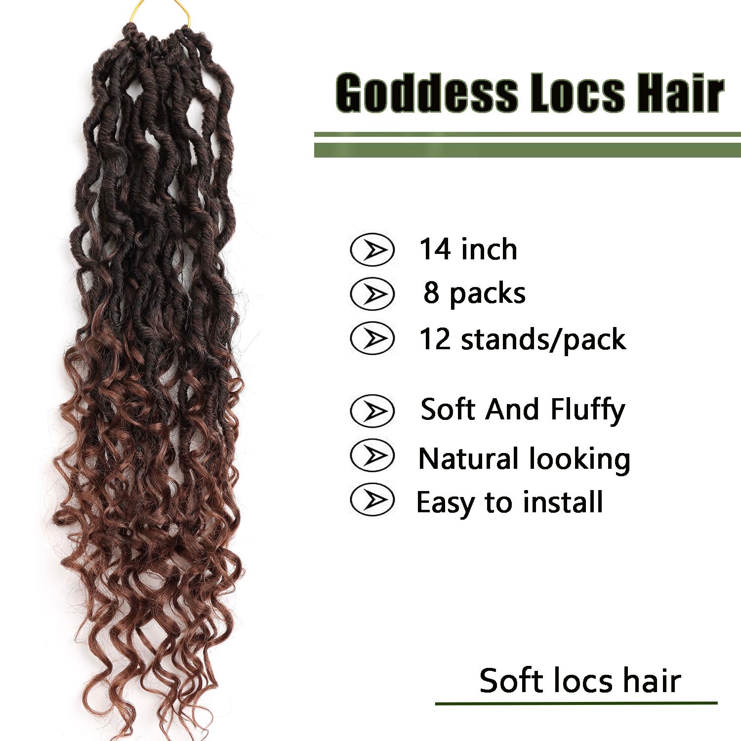 Lmzim 14 Inch Goddess Locs Crochet Hair 8 Packs Boho Locs Crochet Braids,Hippie Locs Crochet Hair For Black Women Faux Locs Croc
