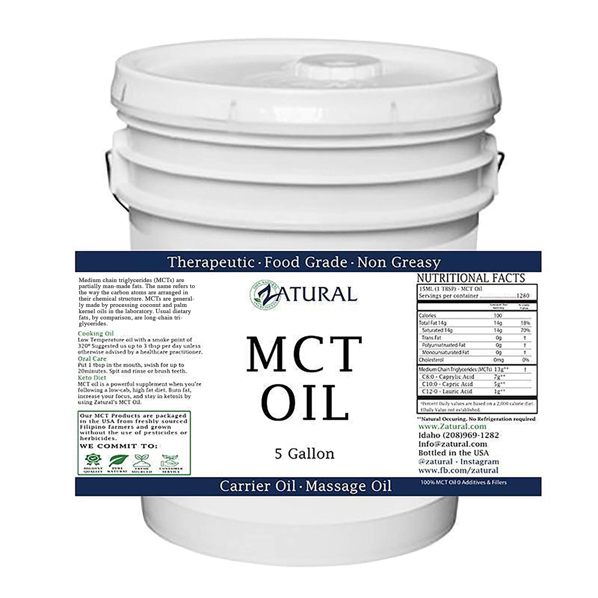 Pure Mct Oil, Carrier Oil, Massage Oil, Hydrating Oil, Hair Oil, Food And Therapeutic Grade, 640 Oz