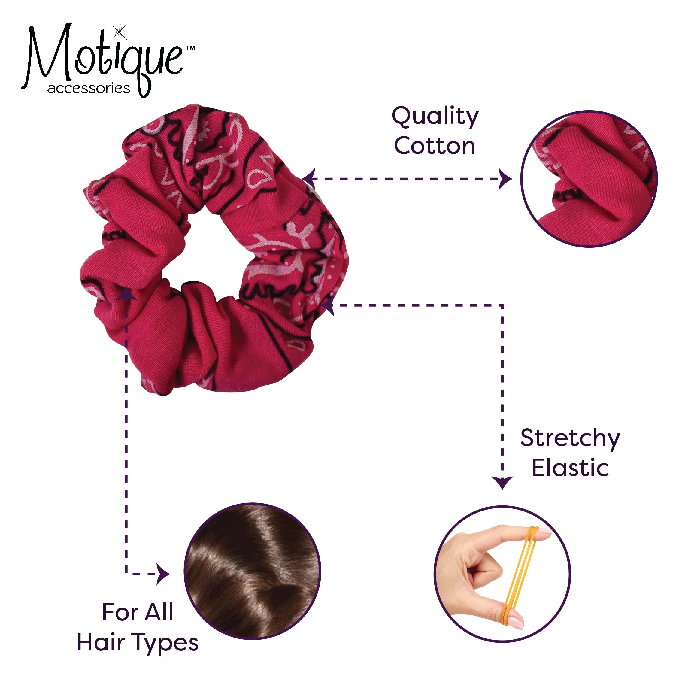 Bandana Scrunchies Cotton Hair Bobble - Set of 2 (Hot Pink)