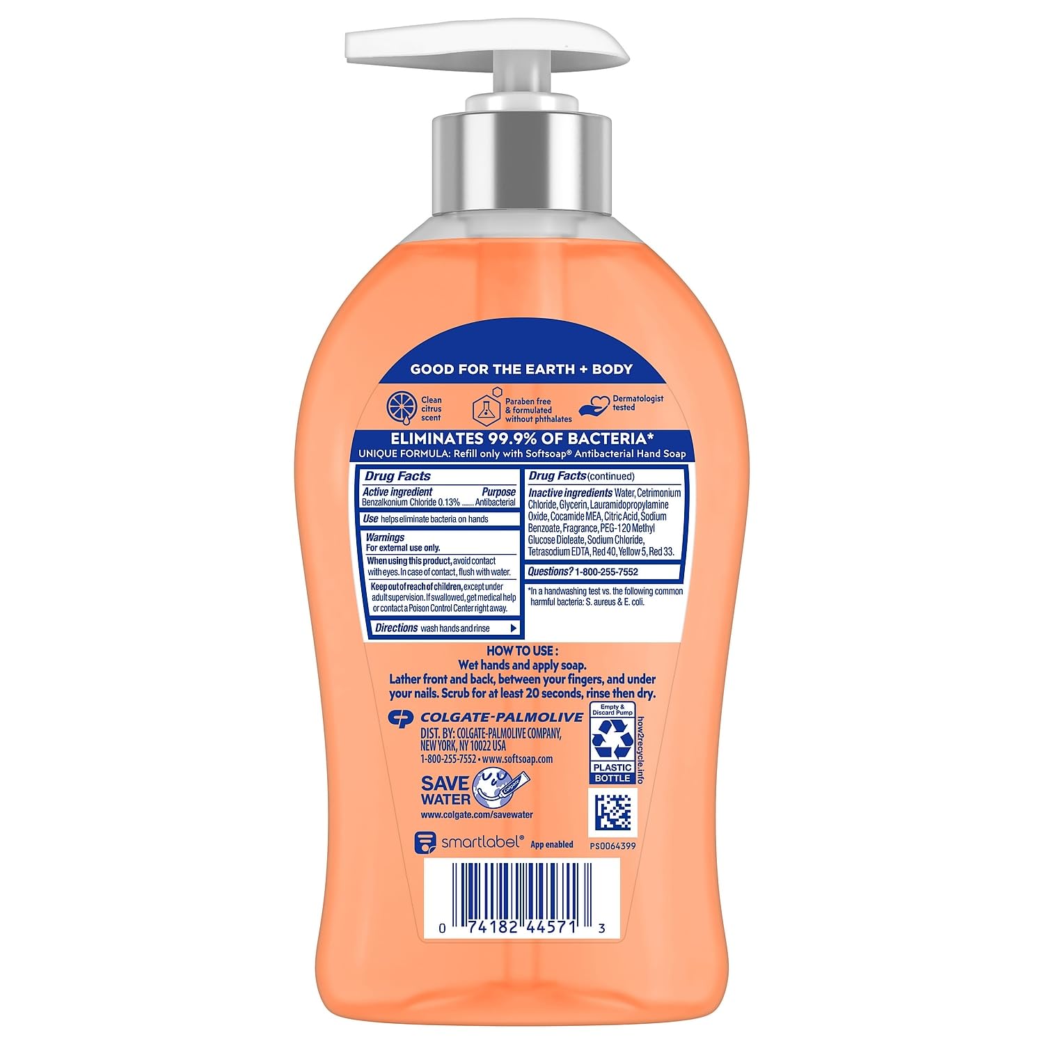 Softsoap Antibacterial Liquid Hand Soap Pump, Crisp Clean - 11.25 Fluid Ounce