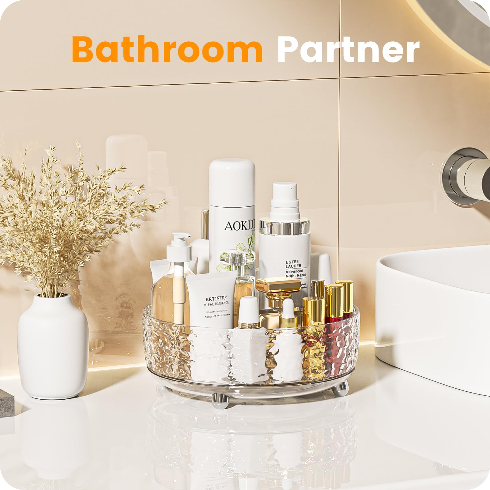 ?Clear? A-Lugei ??'' Makeup Organizer,???????Rotating? Bathroom Organizer And Storage,?Water Ripple? Perfume Organizer, Skincare