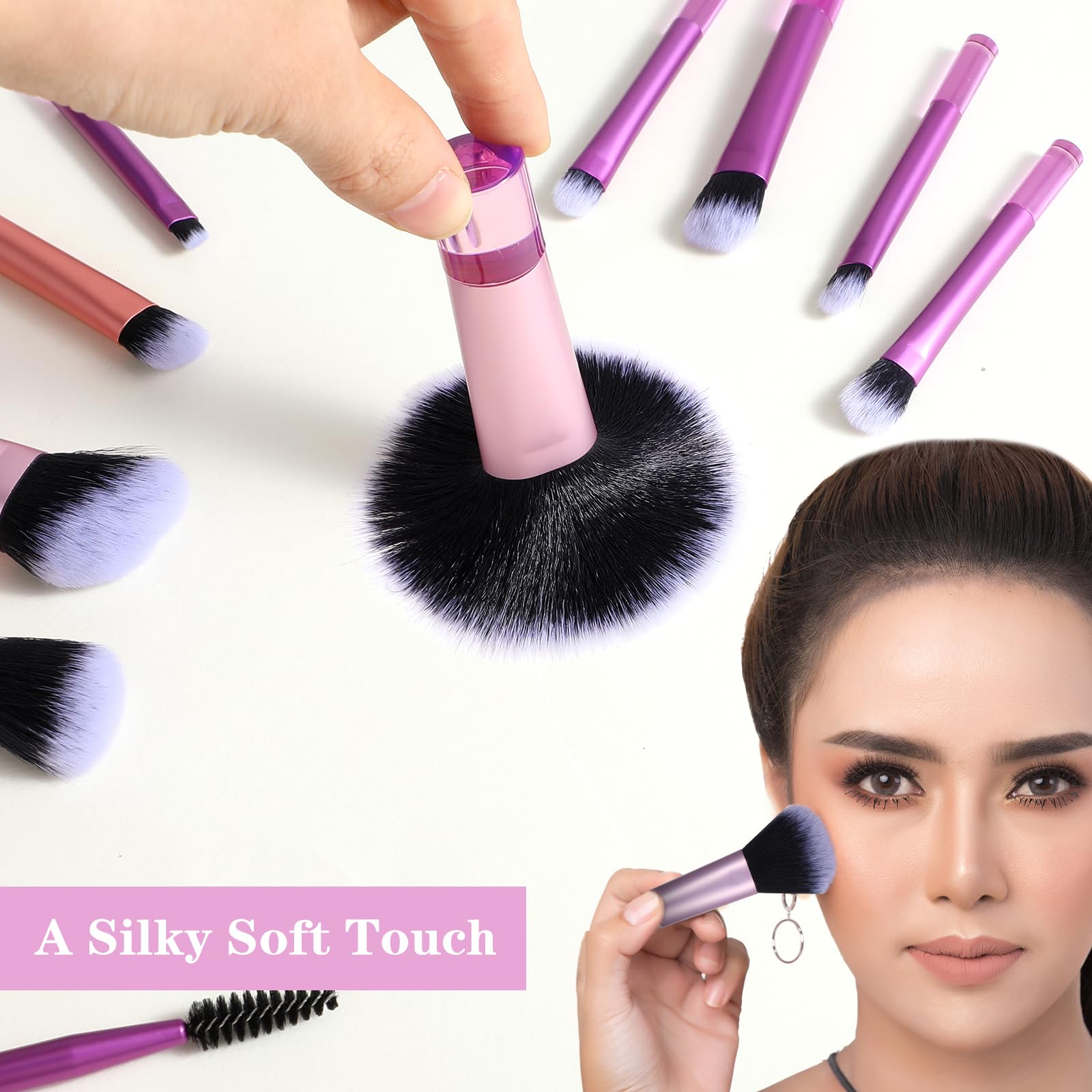 10 Pcs Travel Makeup Brush Set Mini Makeup Brushes Travel Size With Pack Portable Small Eyeshadow Eye Lipstick Foundation Brush