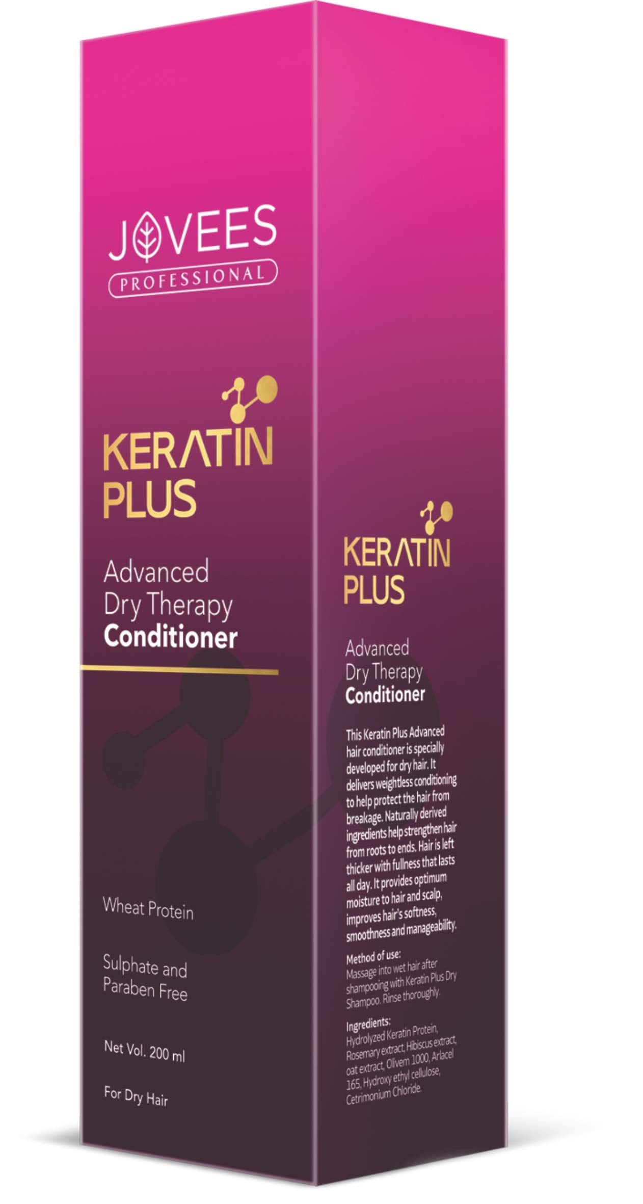 Jovees Professional Keratin Plus Advanced Dry Therapy Conditioner For Dry Hair, Wheat Protein, 200Ml