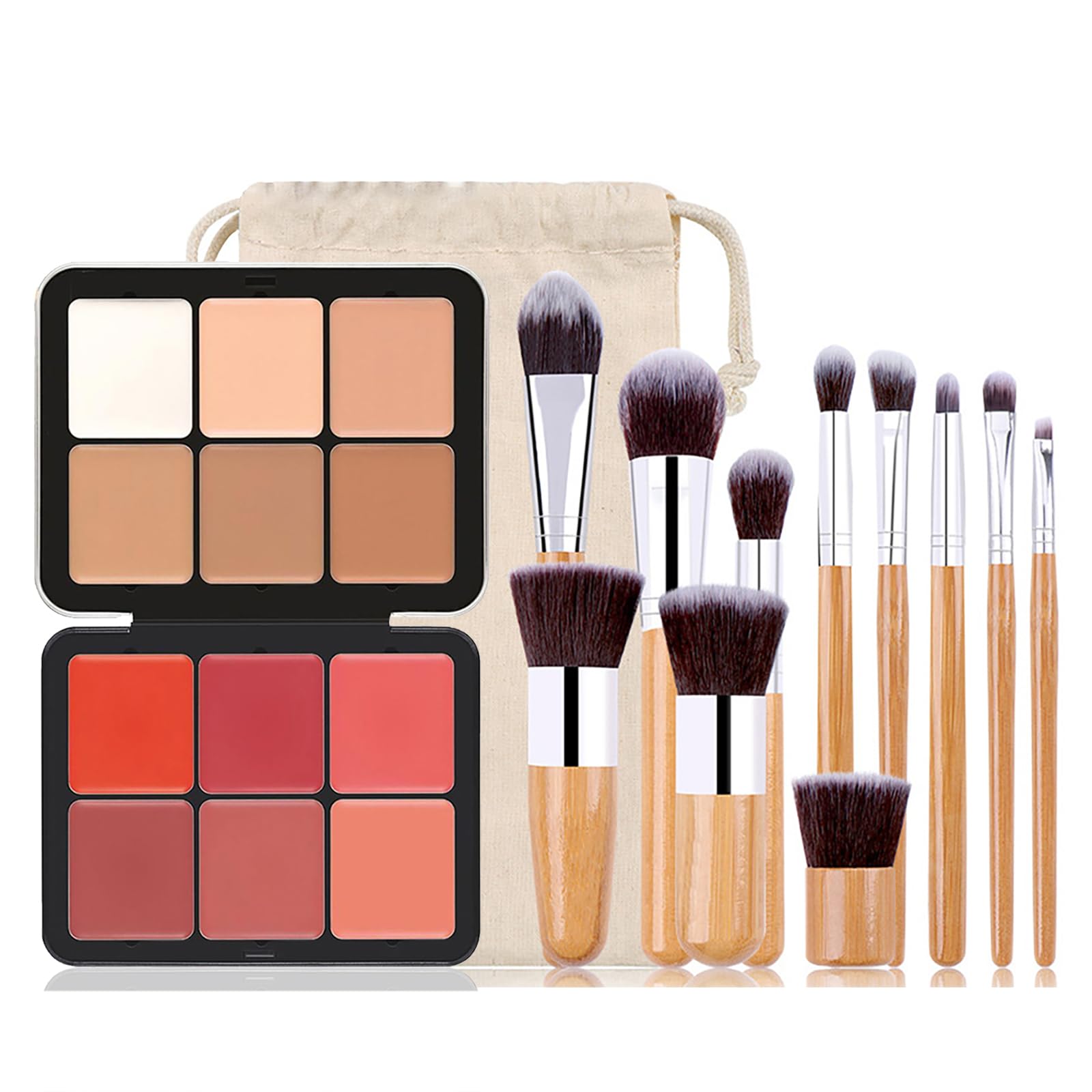 Joyeee Cream Concealer Palette/Blush Palette Kit, 2 In One Blendable Blush Concealer Contour Set With 11 Pcs Complete Makeup Bru