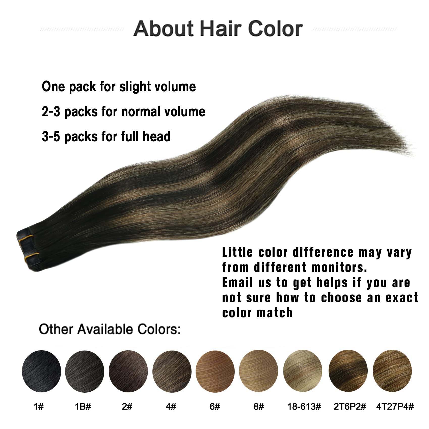 Tape In Hair Extensions 1Bt6P1B Natural Black To Chestnut Brown 100% Remy Human Hair Extensions Silky Straight For Fashion Women