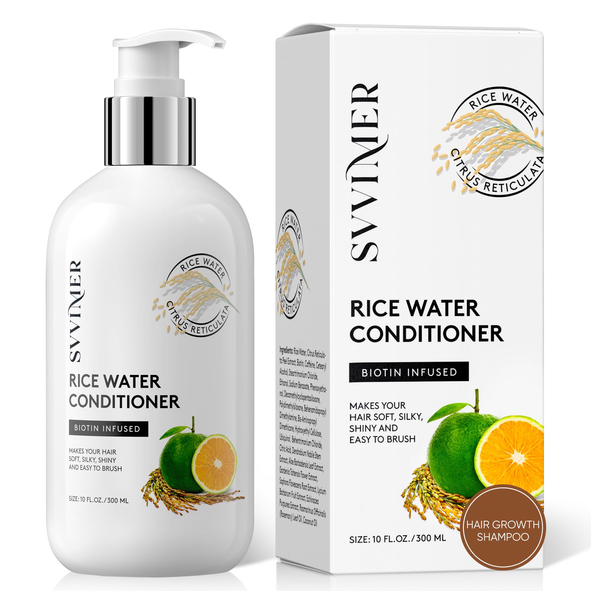 Svvimer Rice Water Hair Growth Conditioner - Thickening Conditioner With Biotin For Hair Loss And Thinning Hair - Sulfate Free F
