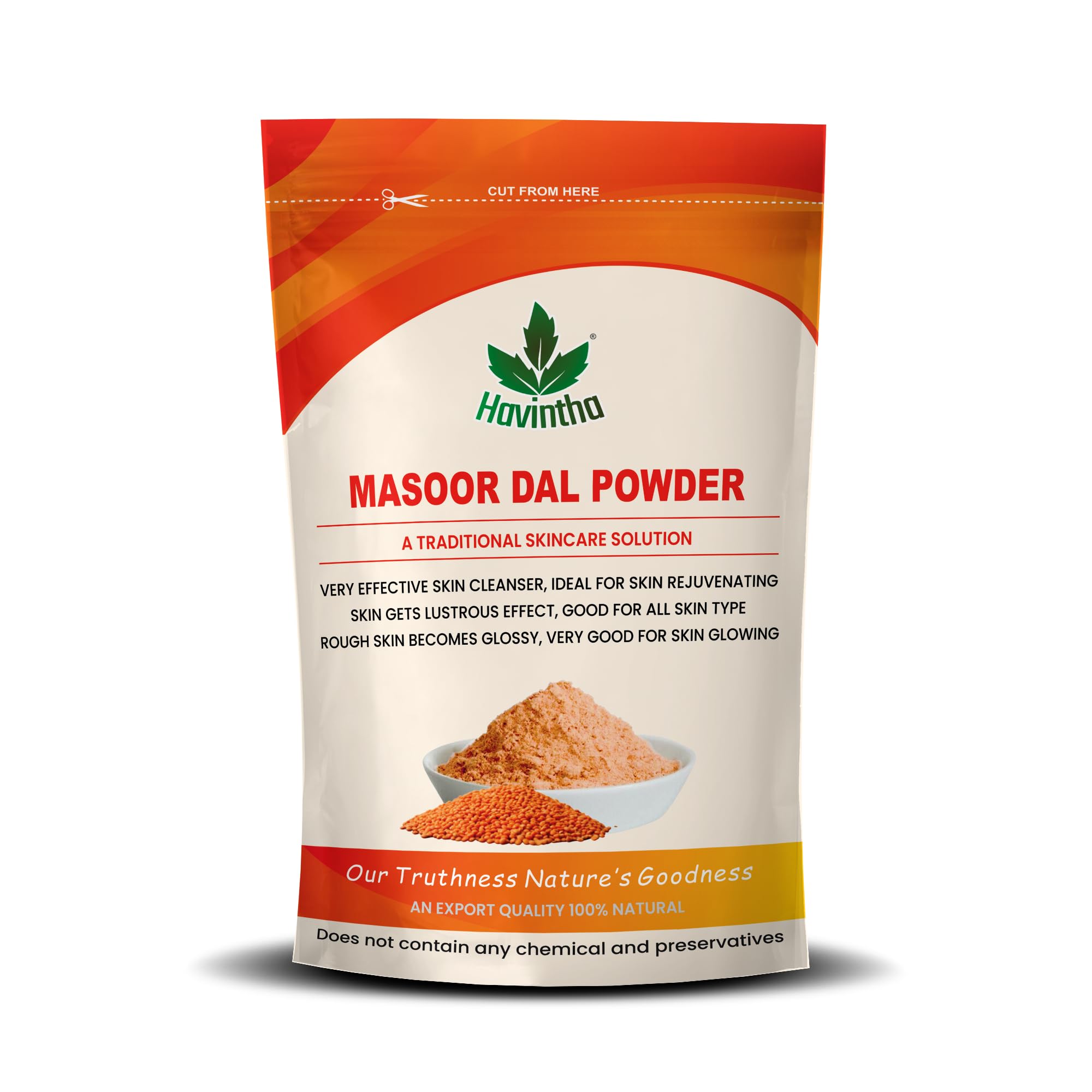 Havintha Masoor Dal Powder Herbal Facewash | Skin Brightener & Cleanser - 227 Grams