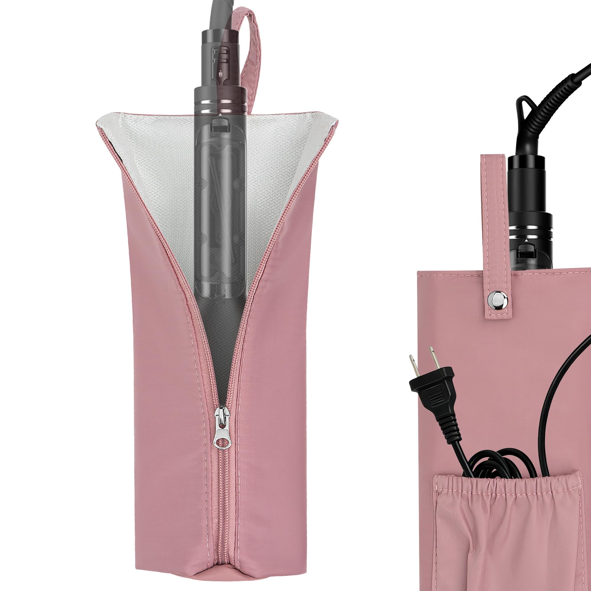 SHIDOW 1Pack Pink Hanging Heatproof Bag for Flat & Curling Irons