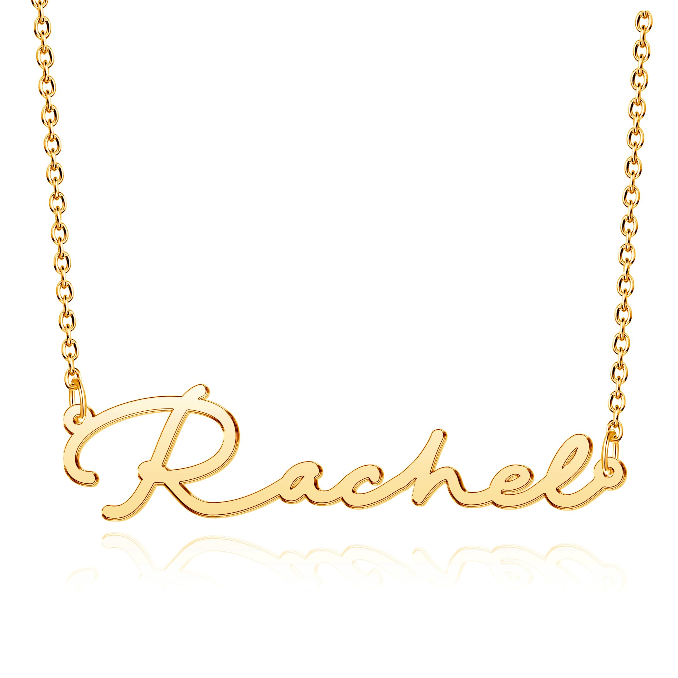 CoolJewelry Cursive Custom Name Necklace for Women Personalized Name Necklaces 18K Gold Plated or Sterling Silver Nameplate Cust