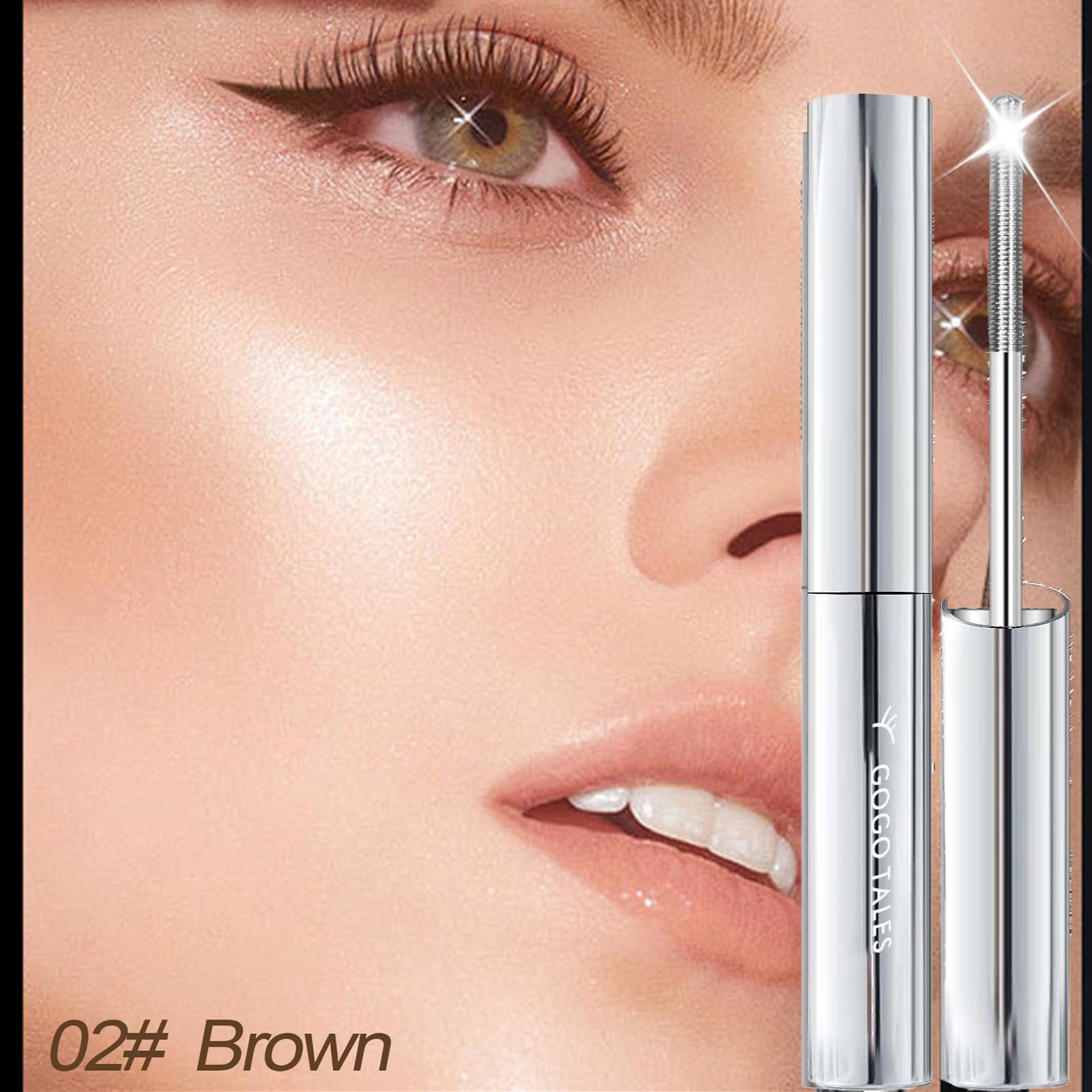 Brown Washable Iron Wand Mascara, Waterproof Metal Wand Mascara, Natural Length Slim Volume Building Mascara, Separate Each Lash
