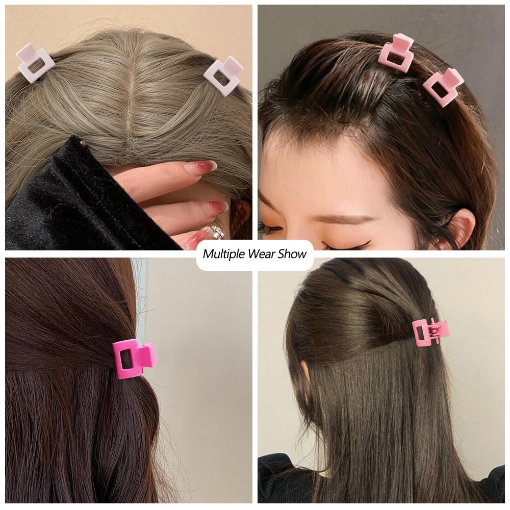 Ahoney 10Pcs Pink Hair Claw Clips For Women Girls, 1'' Mini Matte Small Hair Clips For Thin Thick Medium Hair Cute Jaw Clips Str