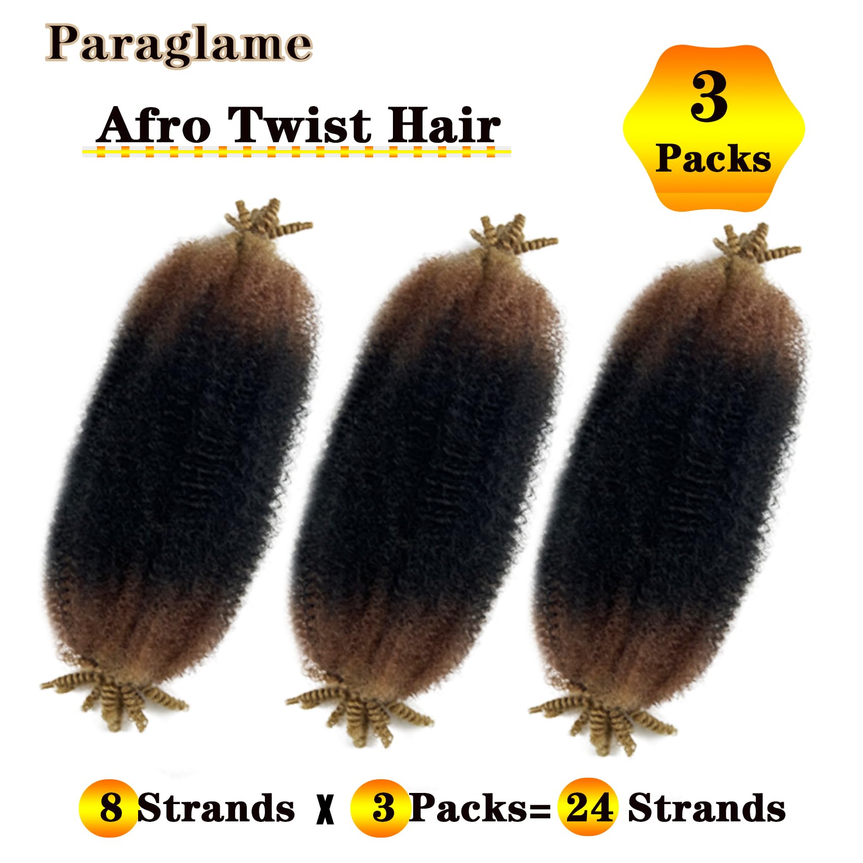 Paraglame Ombre Marley Hair 18 Inch 3 Tones Pre-Separated Springy Afro Twist Hair For Soft Locs Marley Twist Braiding Hair Ombre