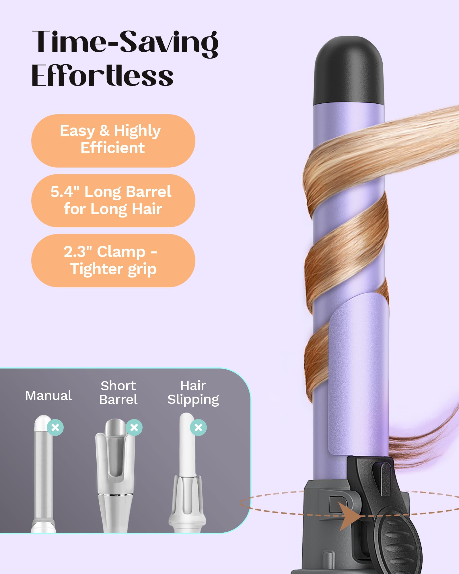 Wavytalk Rotating Curling Iron, 1 Inch Automatic Curling Iron Get Effortless Waves, Rotating Curling Iron up to 430? with Home B