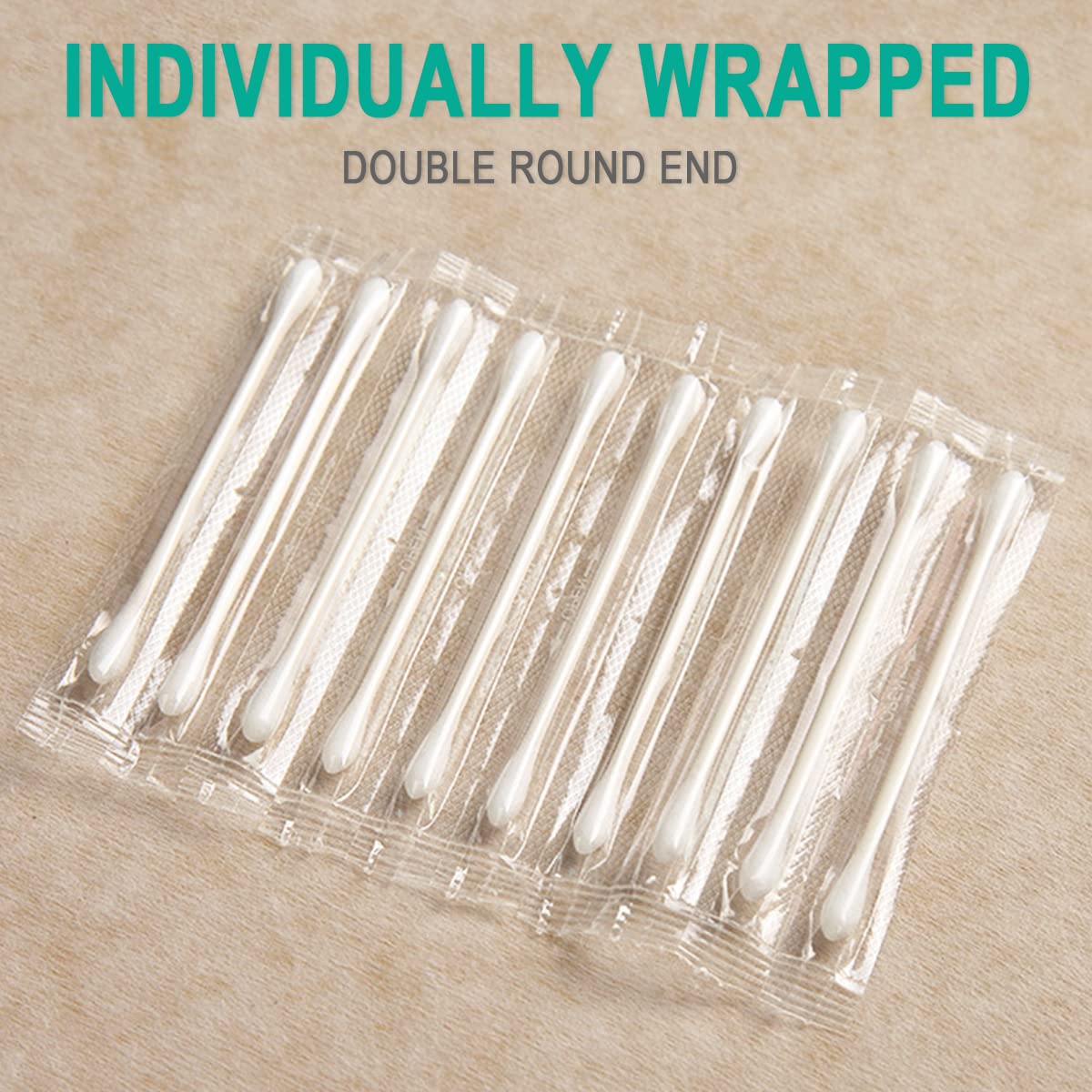 200 Pack Cotton Swabs, Individually Wrapped Cotton Swab, Individually Wrapped Double Tipped Paper Sticks for Ear, Make-up(Double