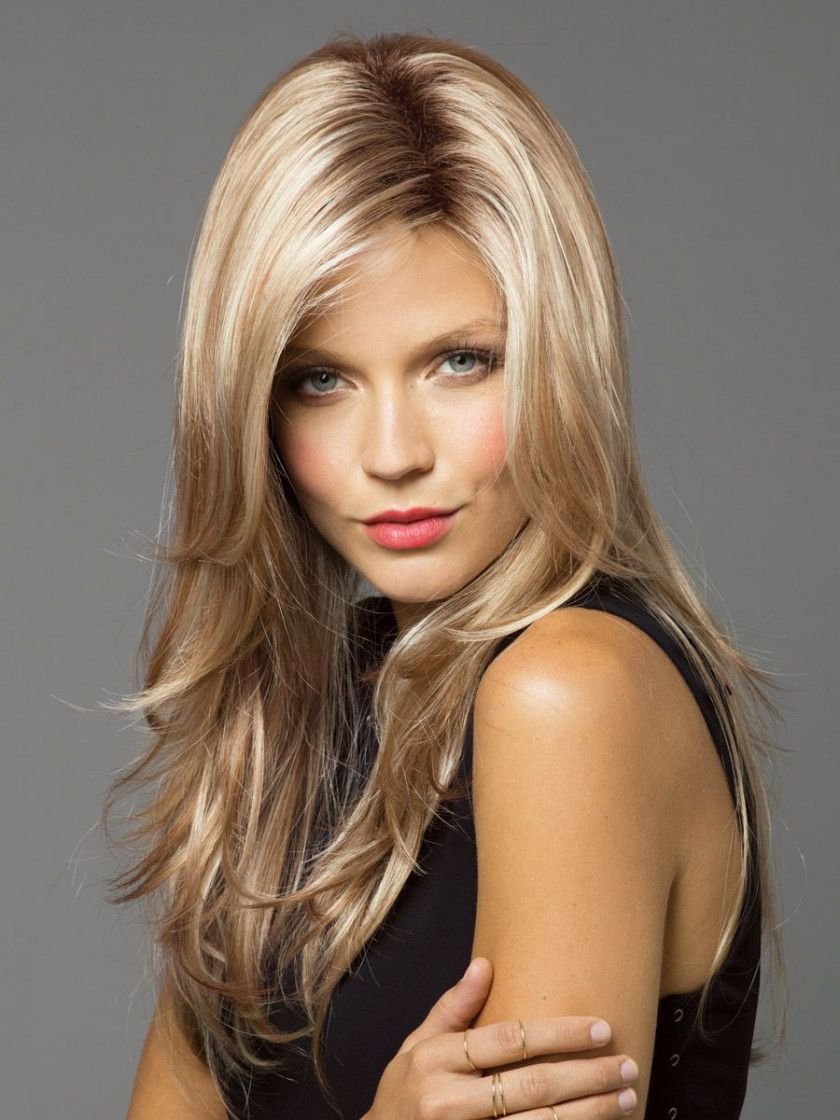 Angelica Average Cap Color Chestnut - Noriko Wigs Women's Long Straight Layered Synthetic Open Weft Scalp Coolness Built-In Volu