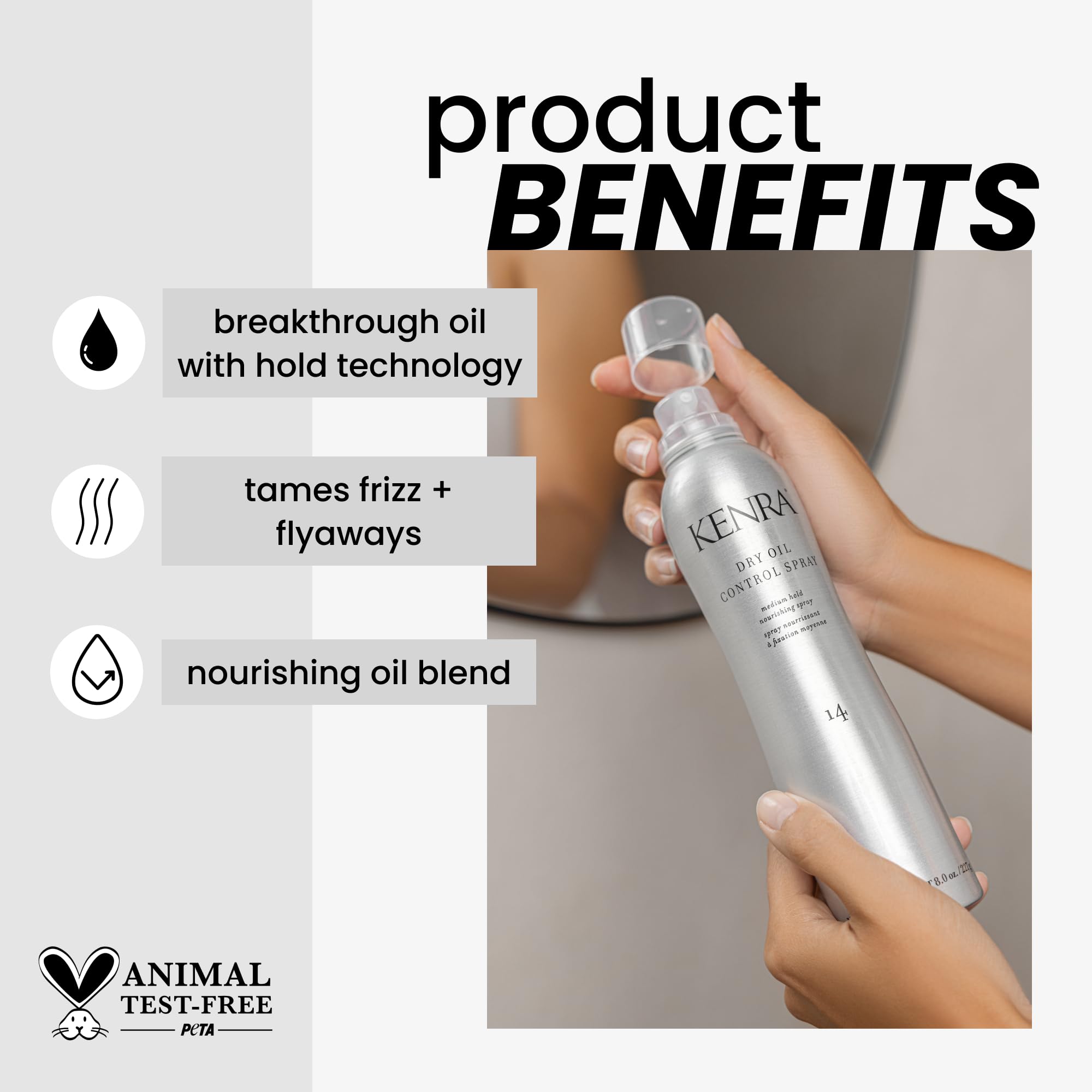 Kenra Dry Oil Control Spray 14 | Medium Hold | Nourishing Spray | Frizz Control Hairspray | All Hair Types | 8 Oz