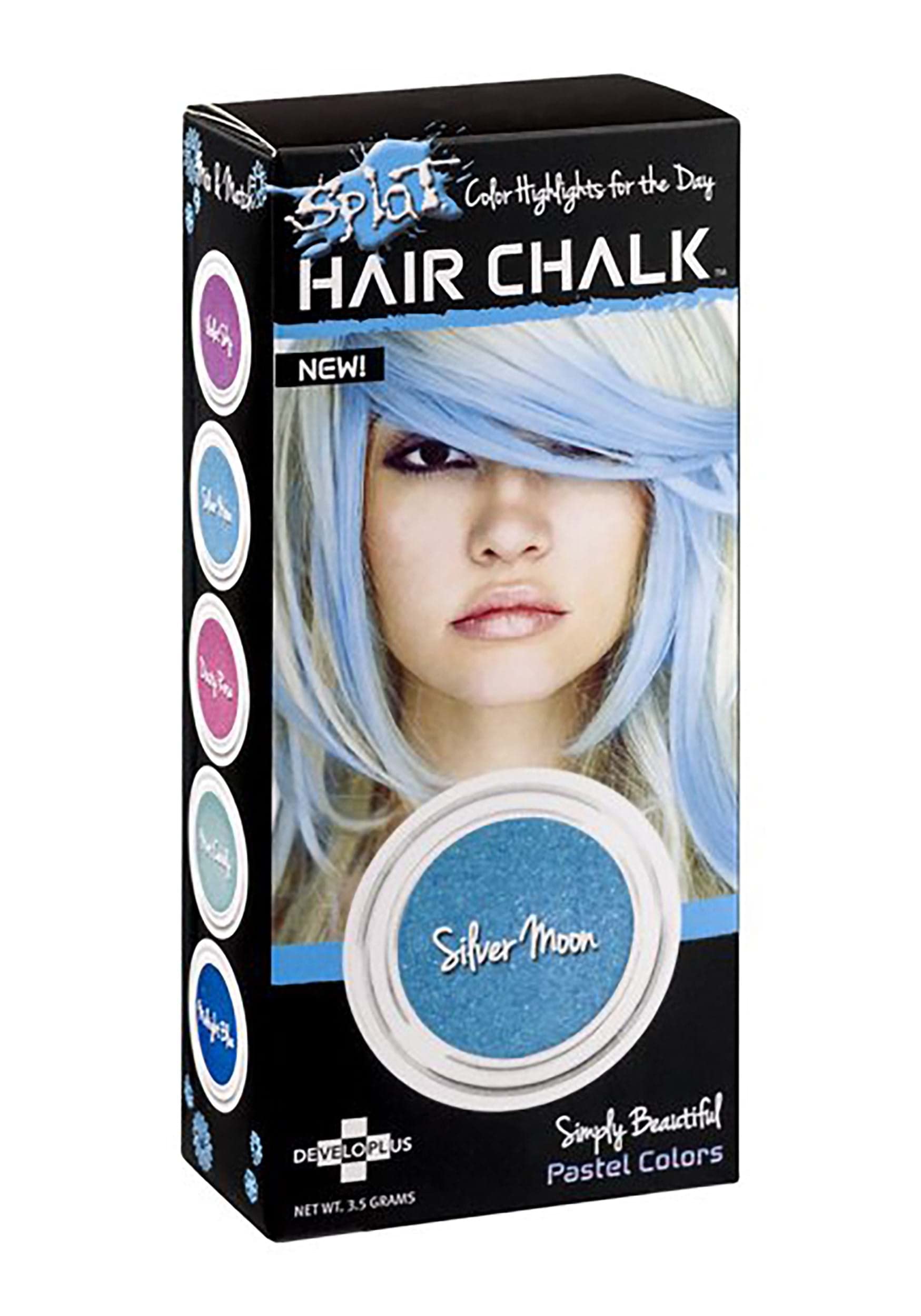 Splat Silver Moon Hair Chalk, 1 Compact, Temporary Hair Color Glides On Easily For Fun Pops Of Color, Washable Hair Color Chalk