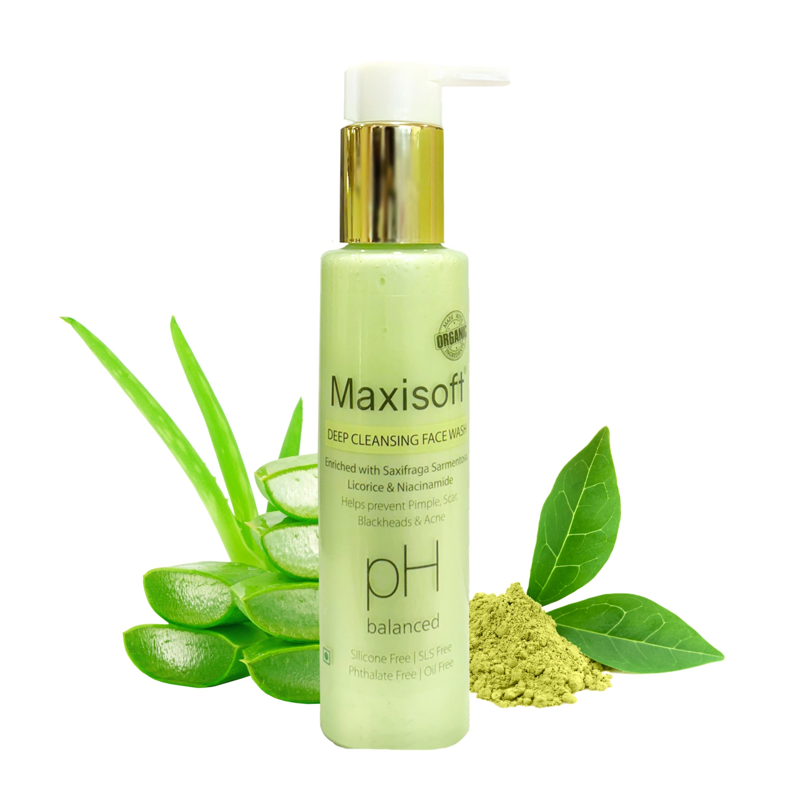 Maxisoft Deep Cleansing Face Wash | Oil Control & AntiAcne | Ph Balanced Daily Cleanser For Pimple, Scars & Blackheads | Green 