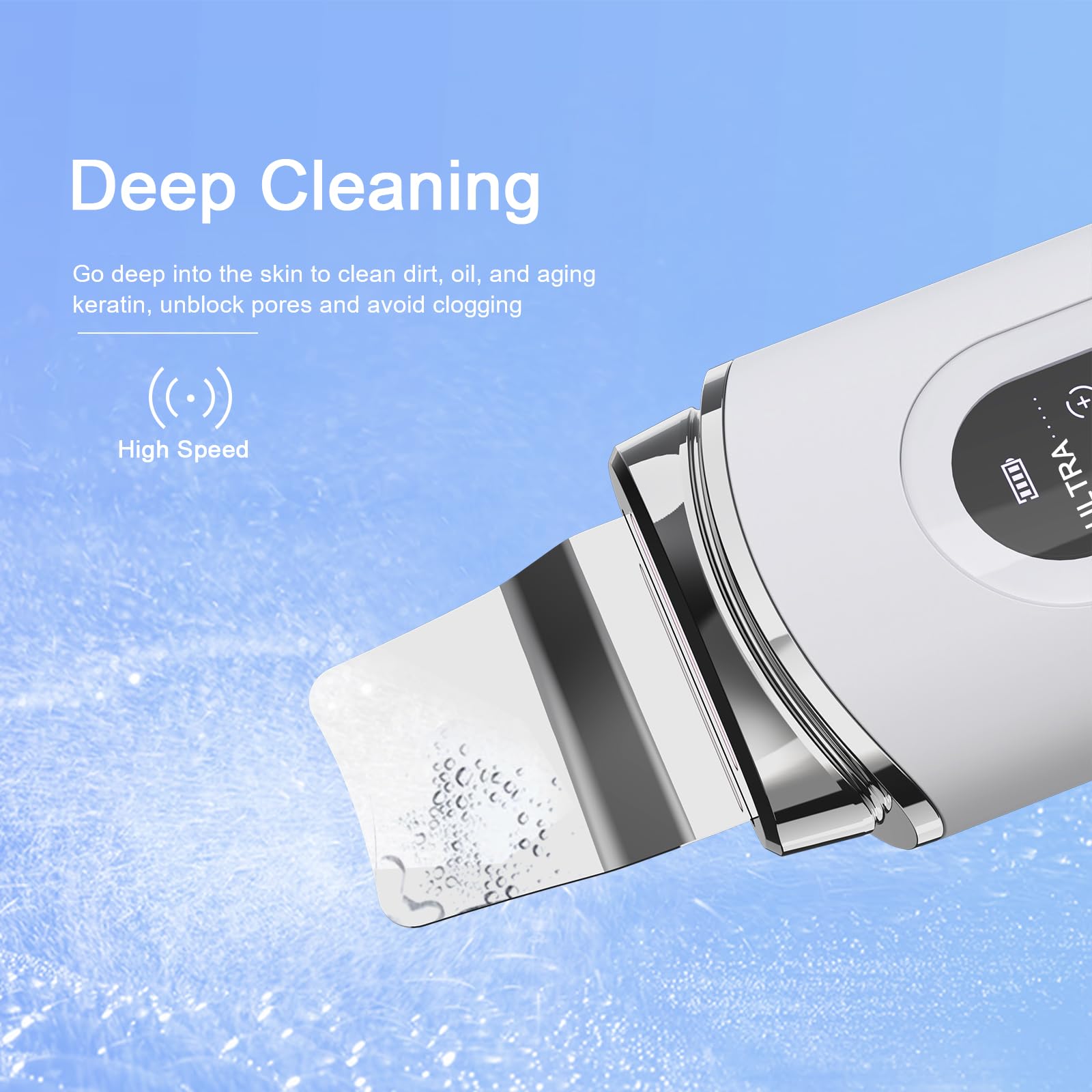 Skin Scrubber Face Skin Spatula Facial Scrubber Spatula Blackhead Remover Tools With 4 Modes, Lcd Display, Waterproof